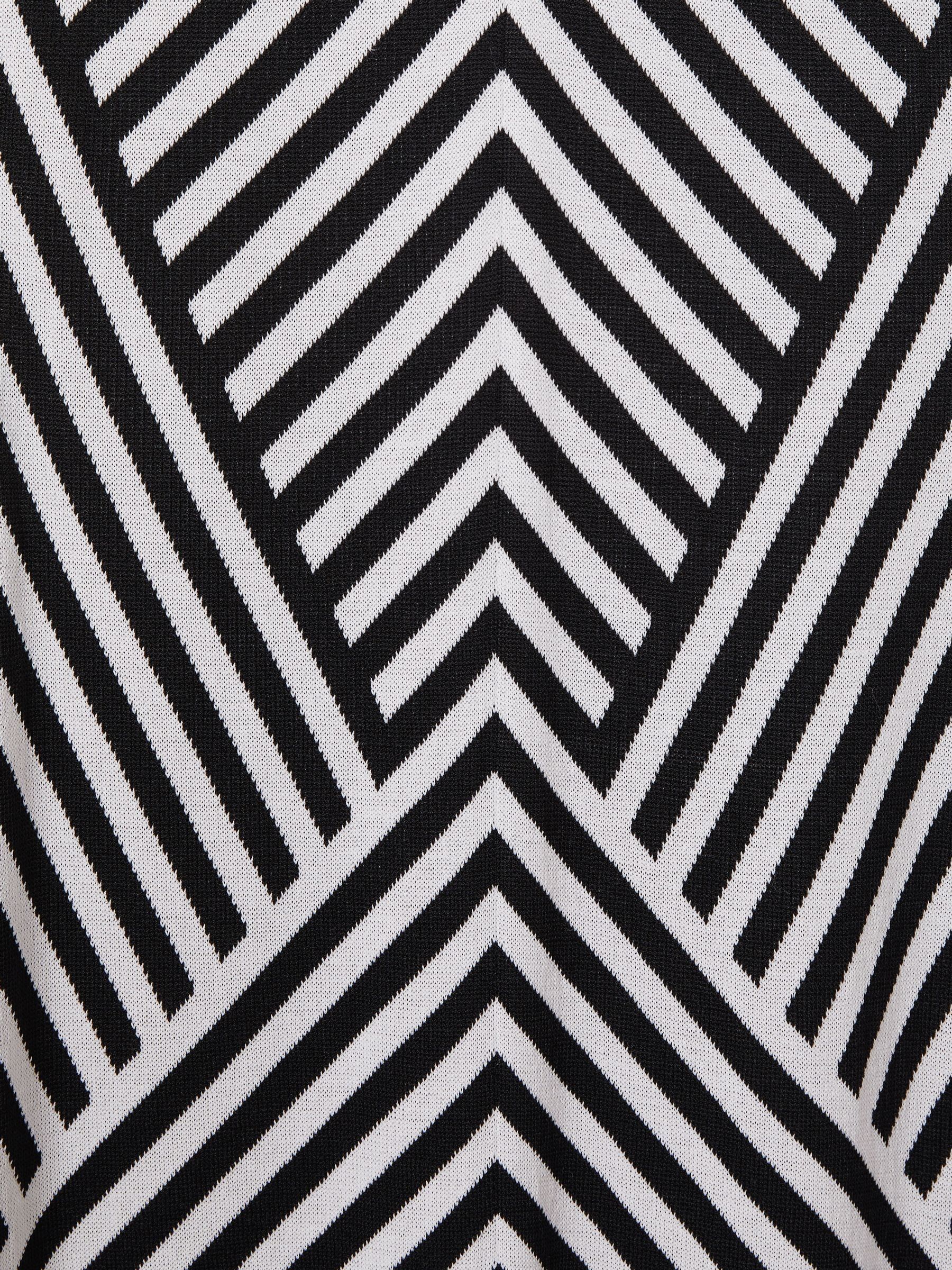 Knitted Striped Midi Dress in Black/Ivory