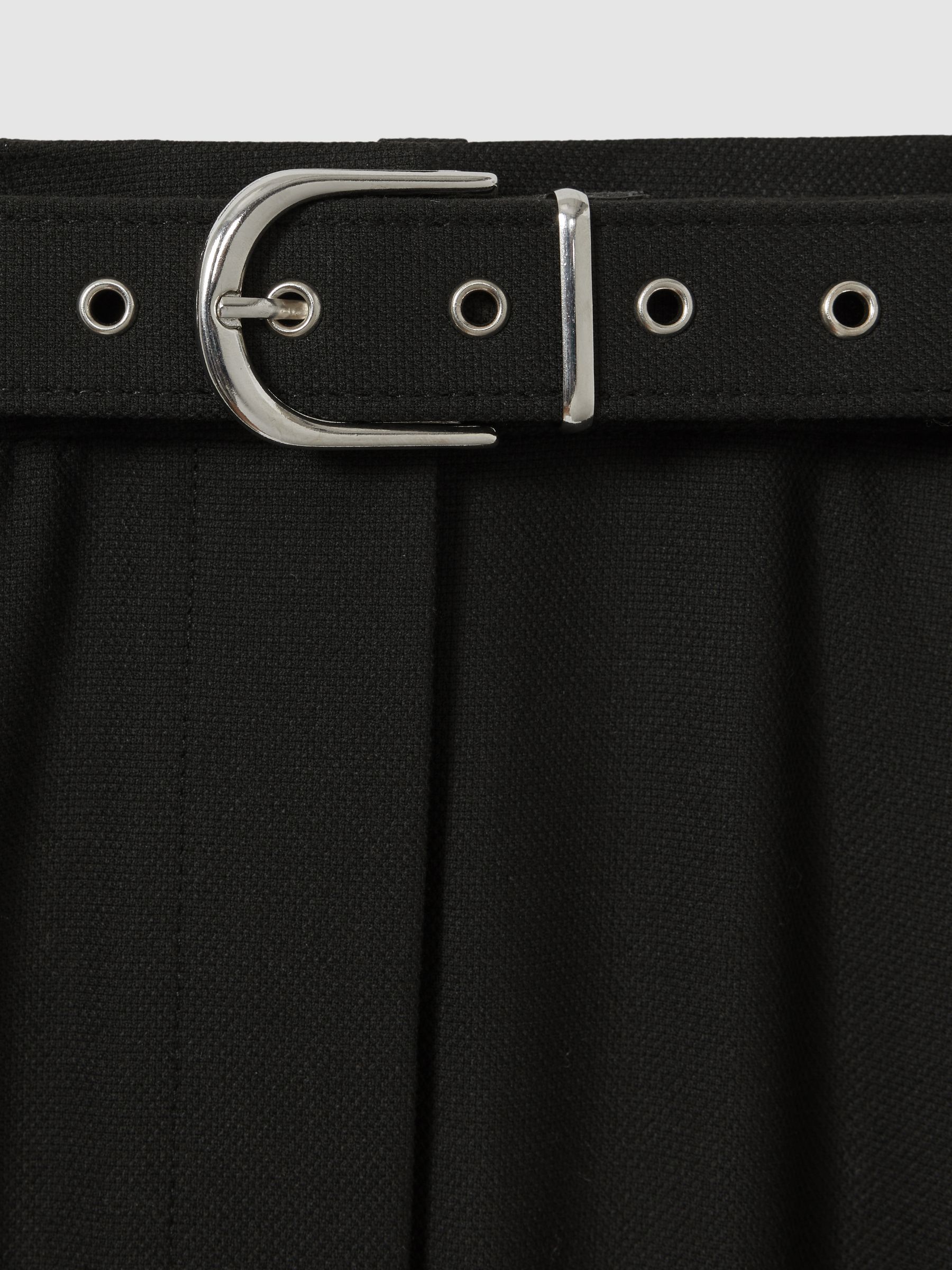 Tapered Belted Trousers in Black