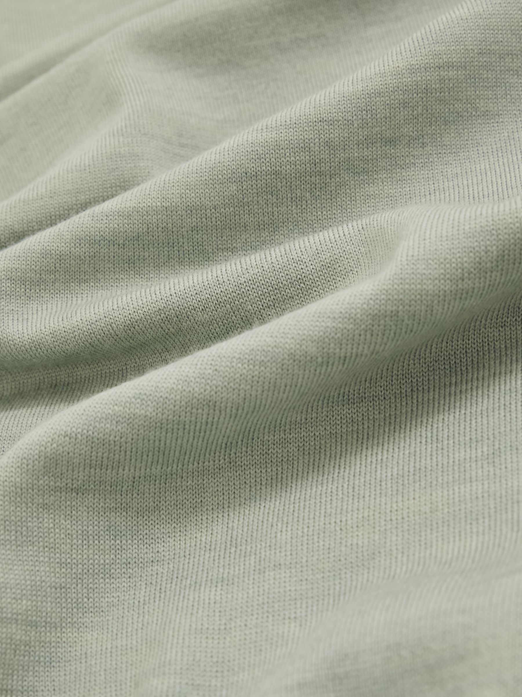 Merino Wool Open-Collar Polo Shirt in Sage Green Melange