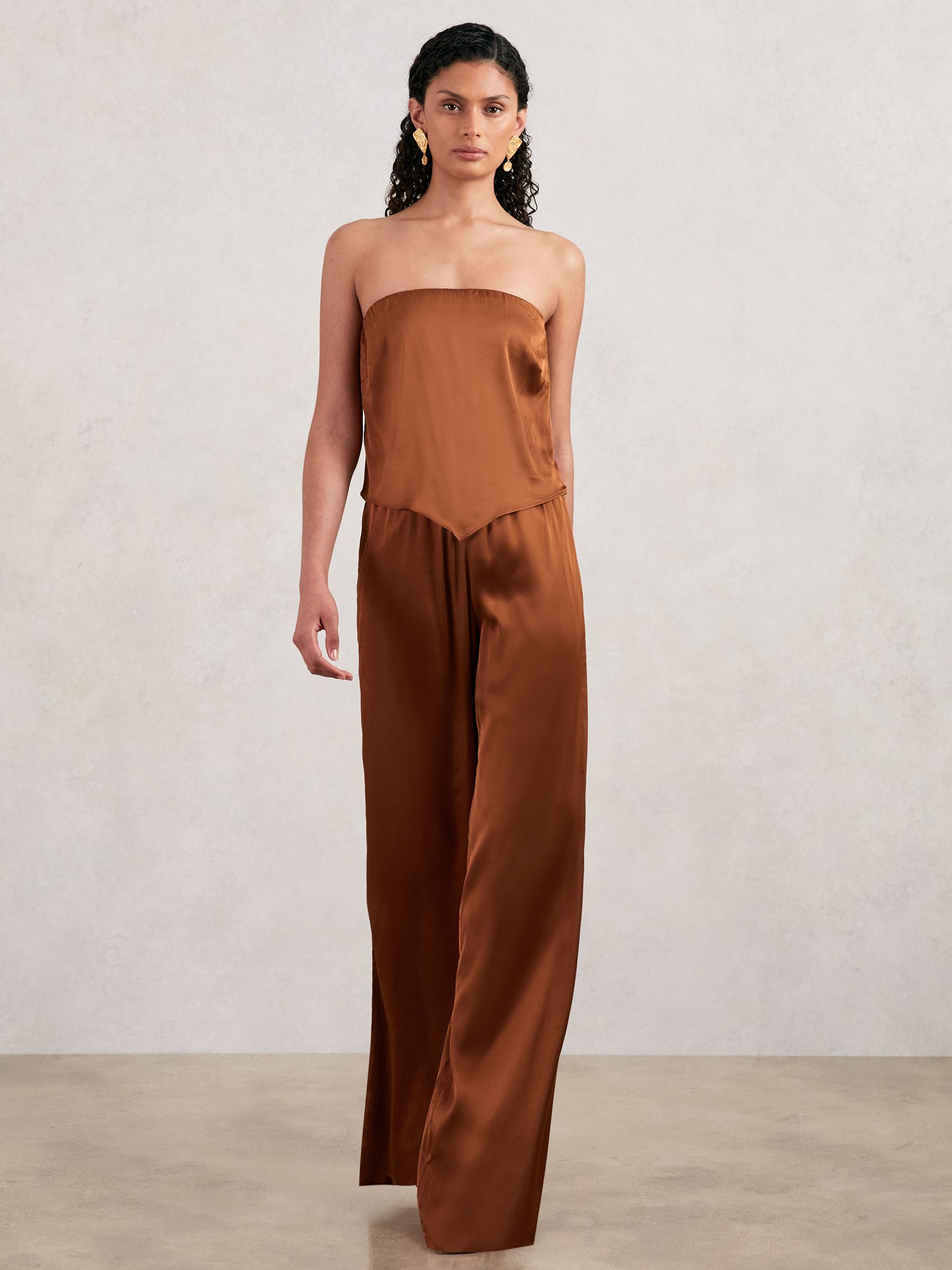 Good American Satin Handkerchief Top in Copper