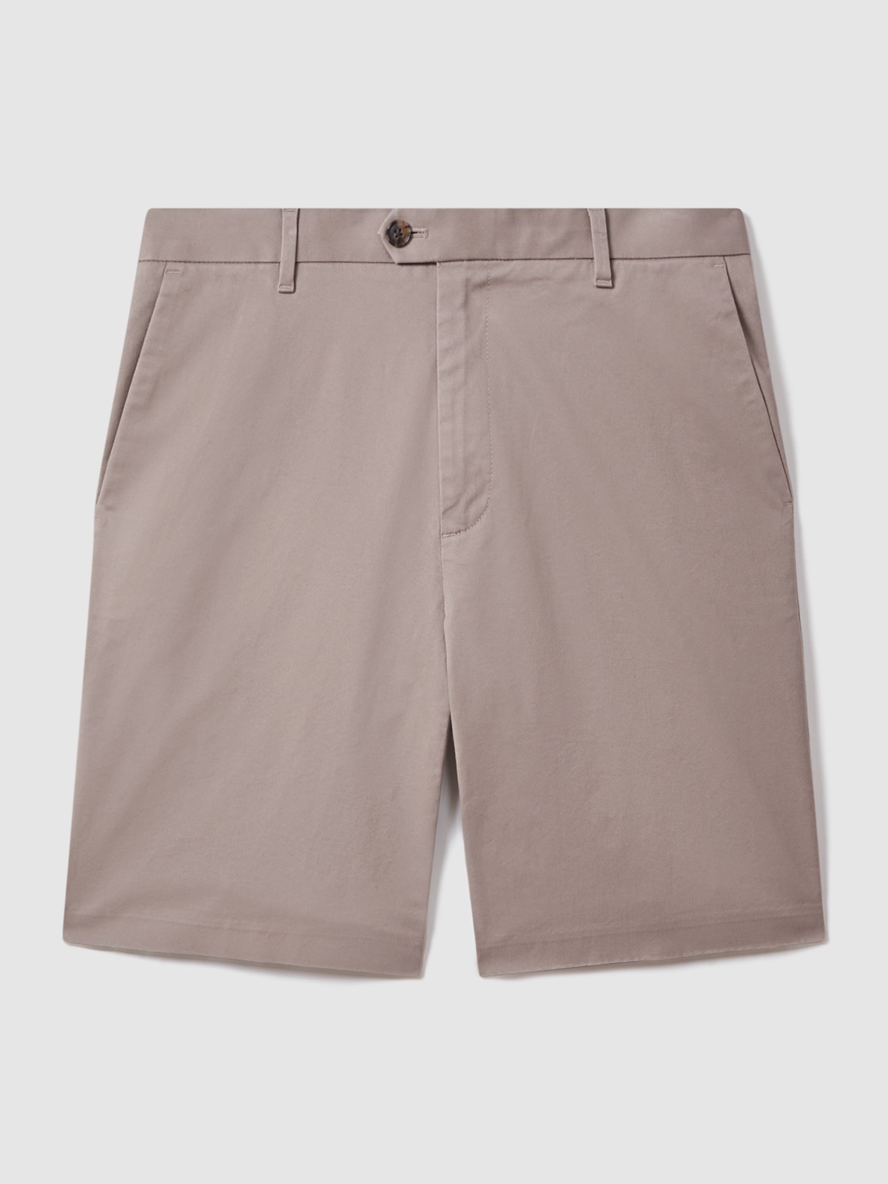 Cotton Chino Shorts with Stretch in Mushroom Brown