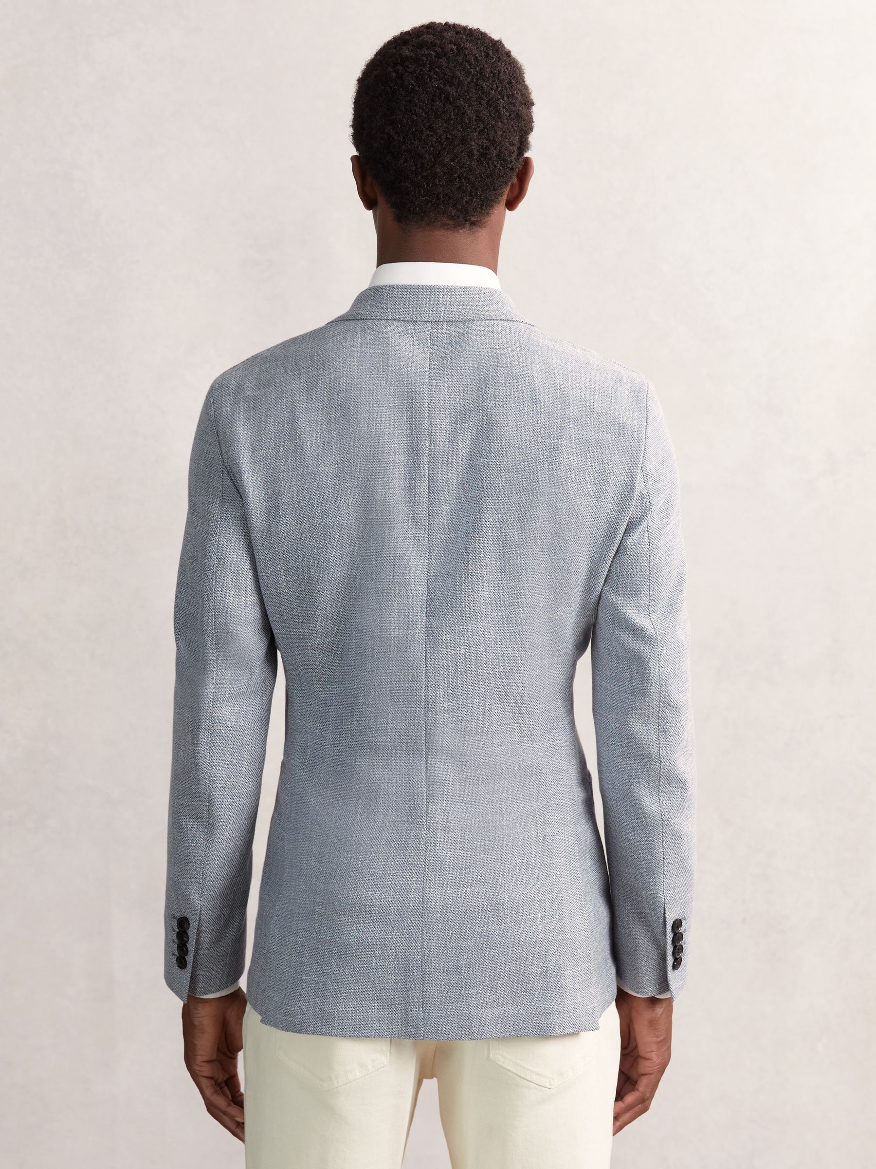 Slim Fit Single Breasted Blazer with Cotton in Soft Blue