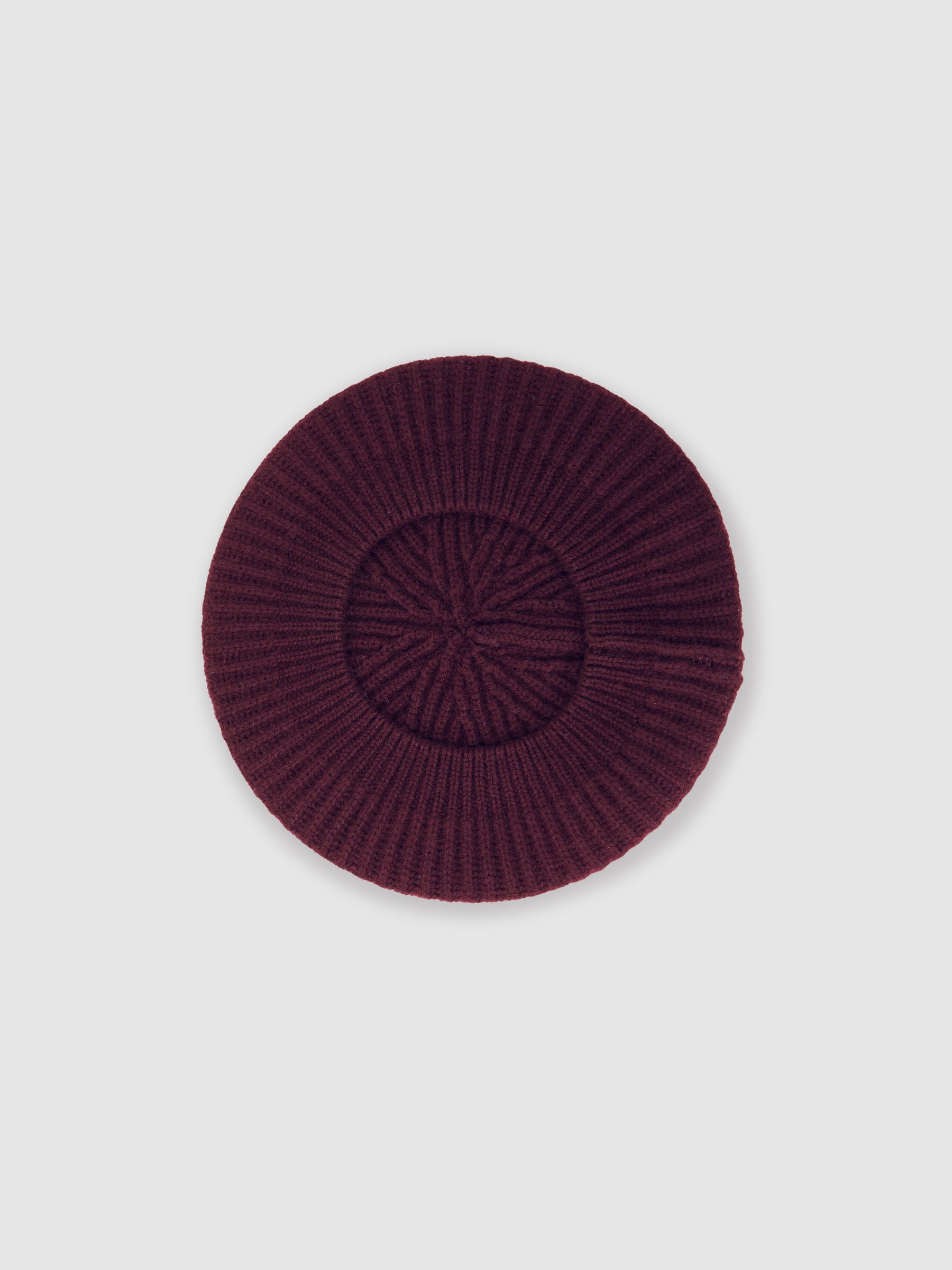 Wool-Blend Rib-Knit Beret With Cashmere in Berry