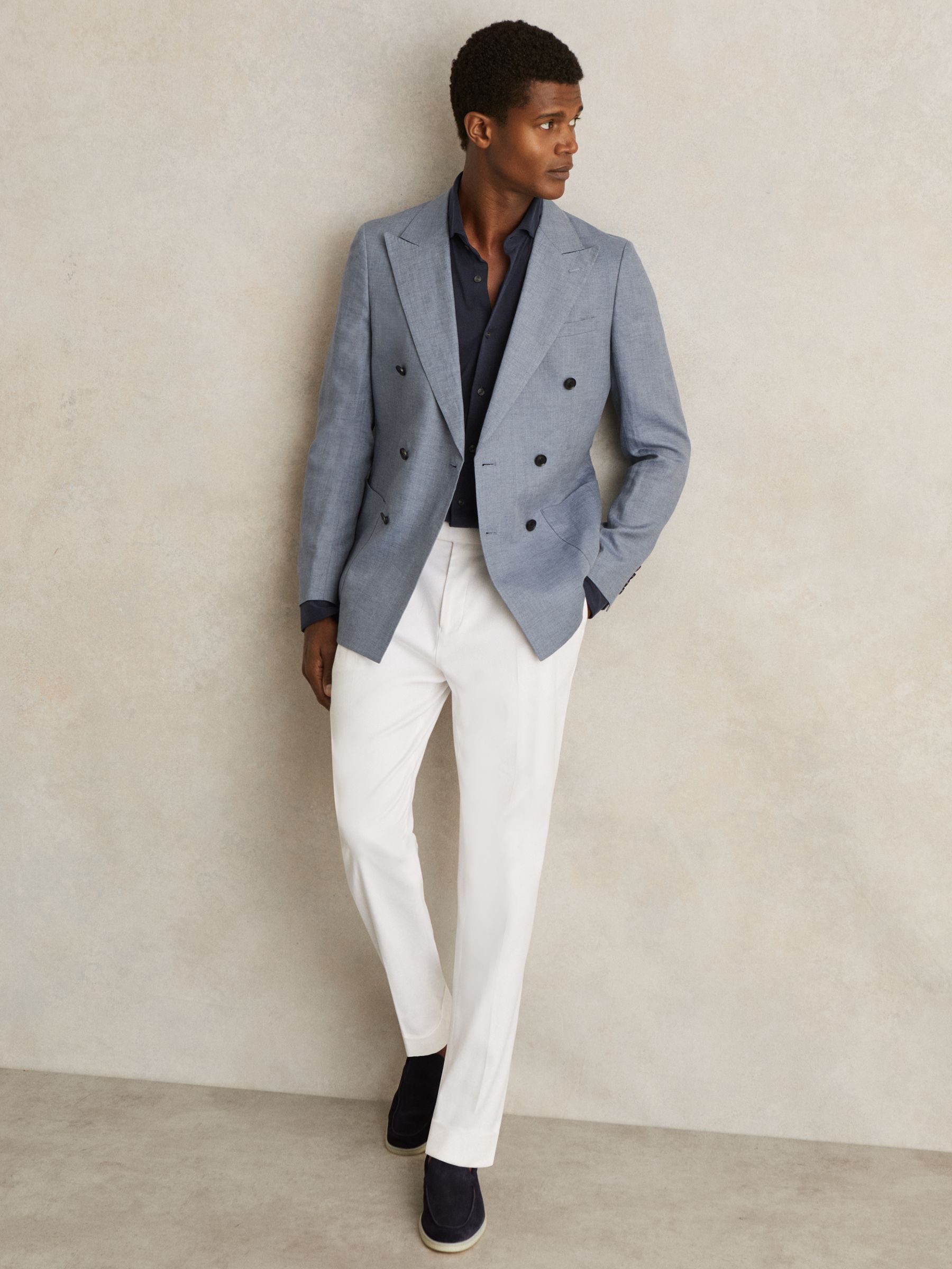 Suede Slip-On Loafers in Navy