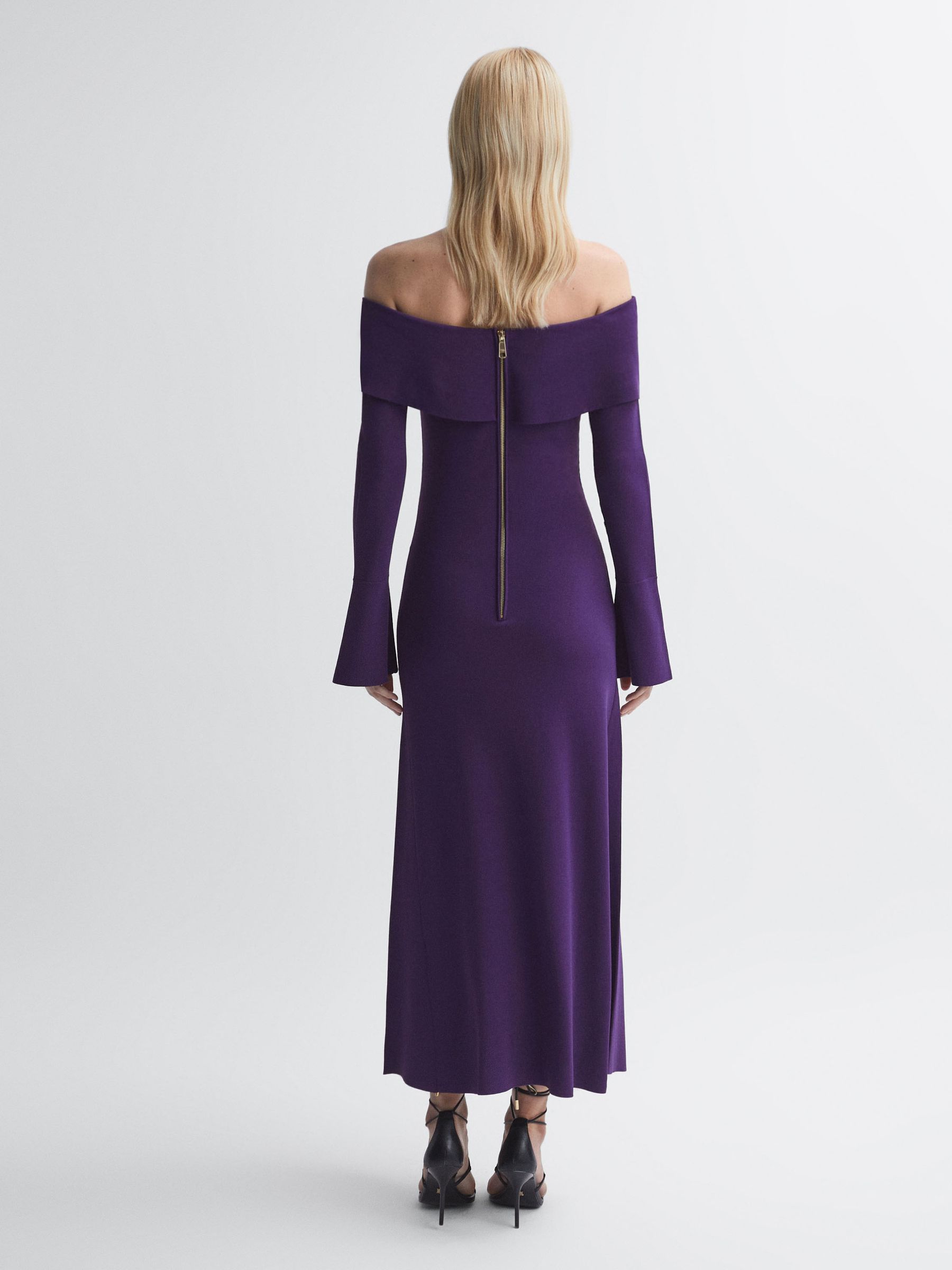 Florere Knitted Strapless Maxi Dress in Dark Purple