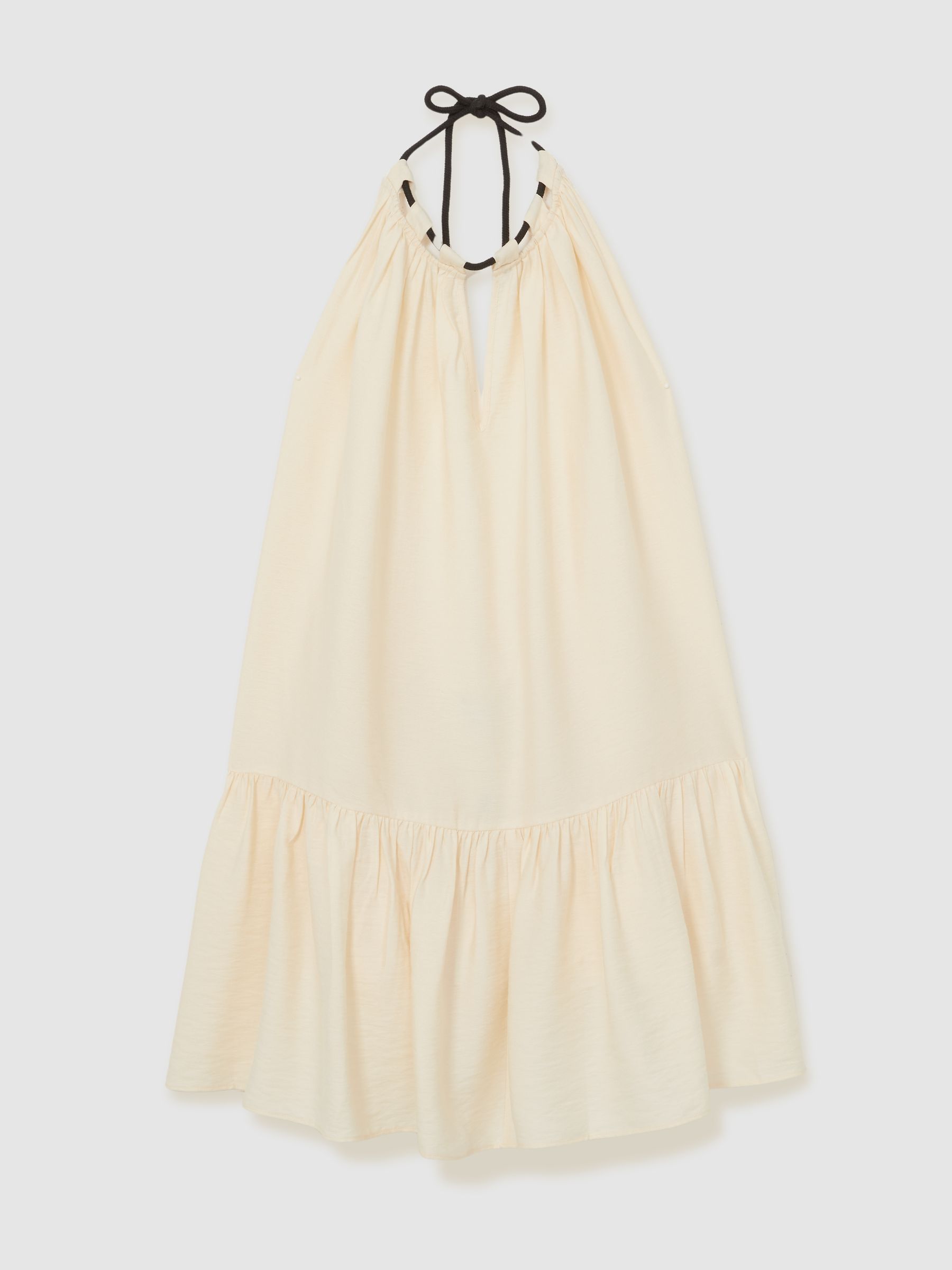 Halterneck Beach Cover-Up Swing Dress in Cream