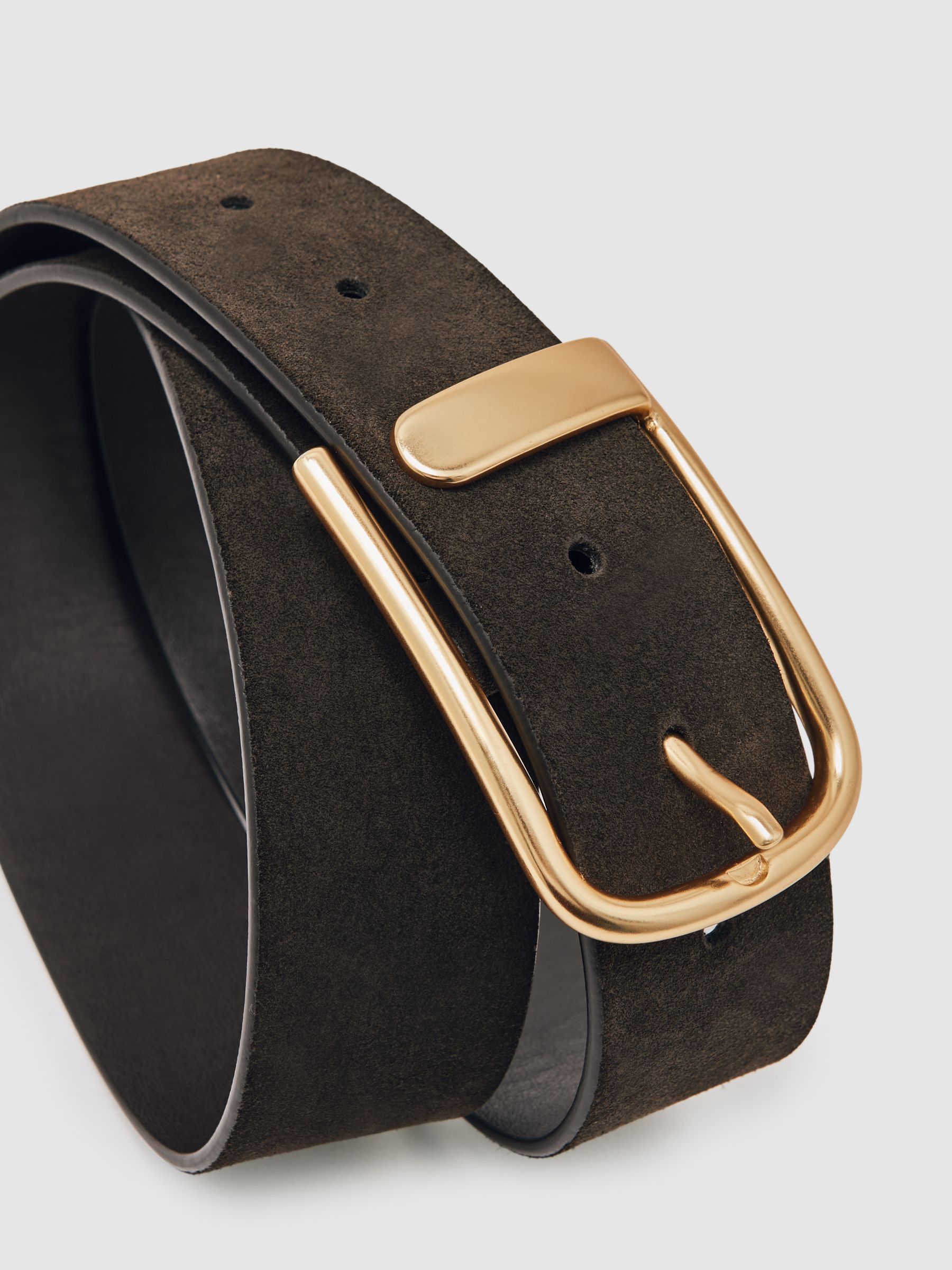 Suede Half Keeper Belt in Chocolate