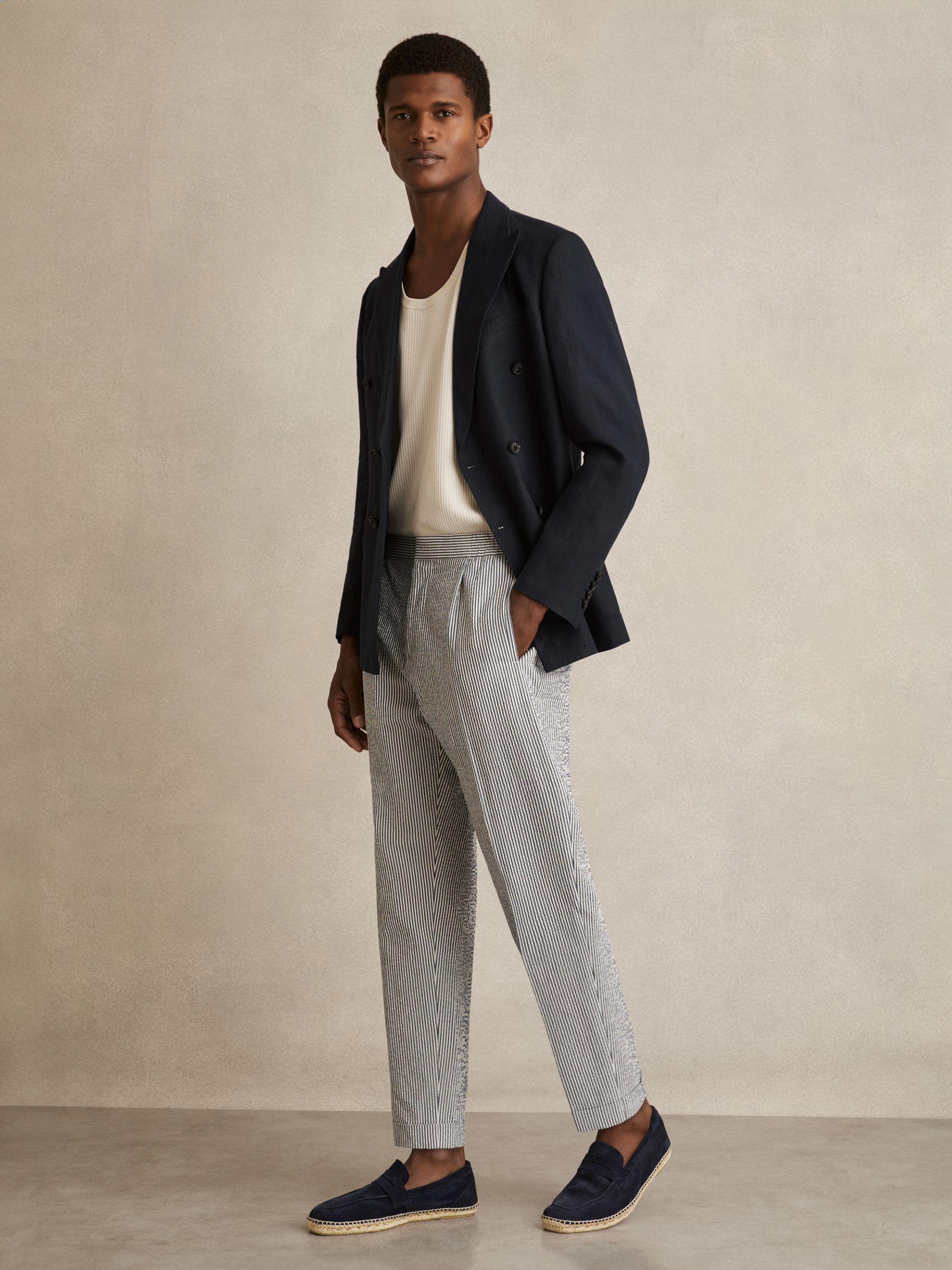 Suede Penny-Strap Espadrilles in Navy