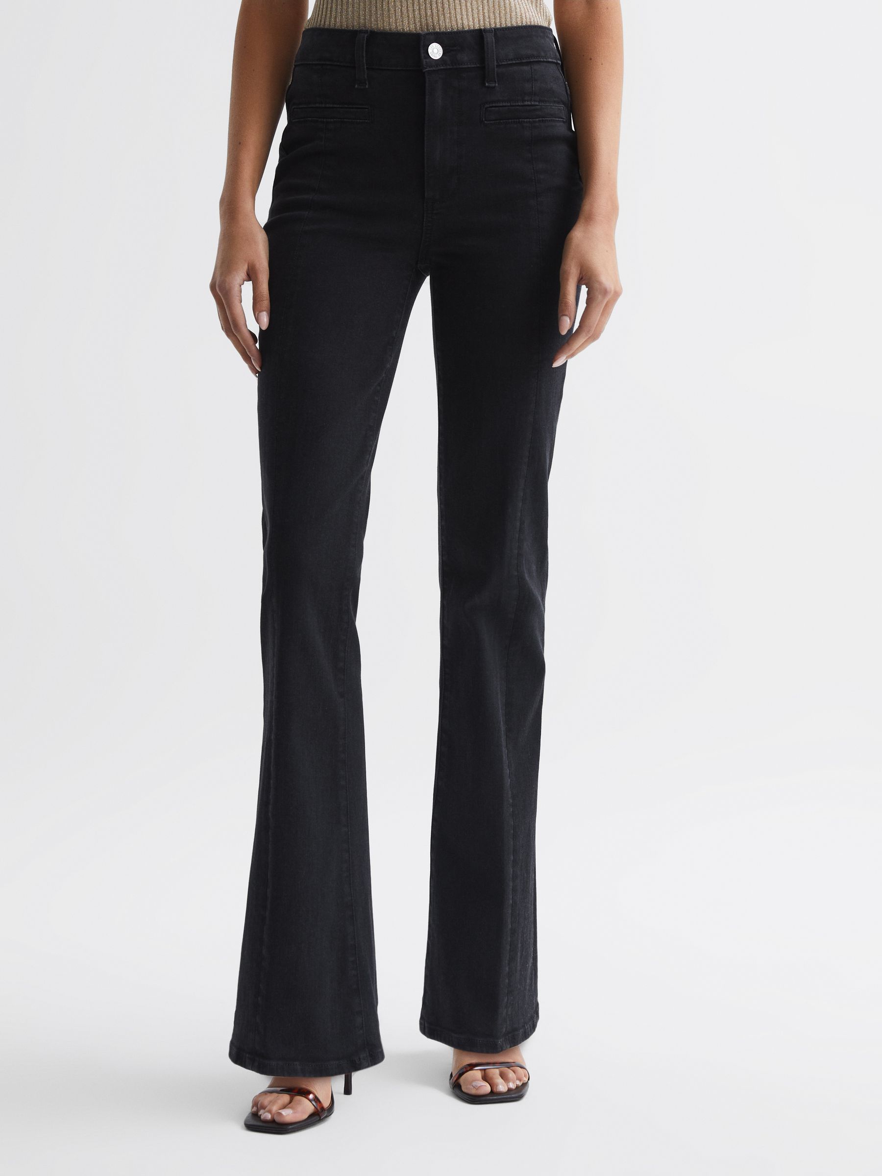 Paige High Rise Flared Jeans in Slater