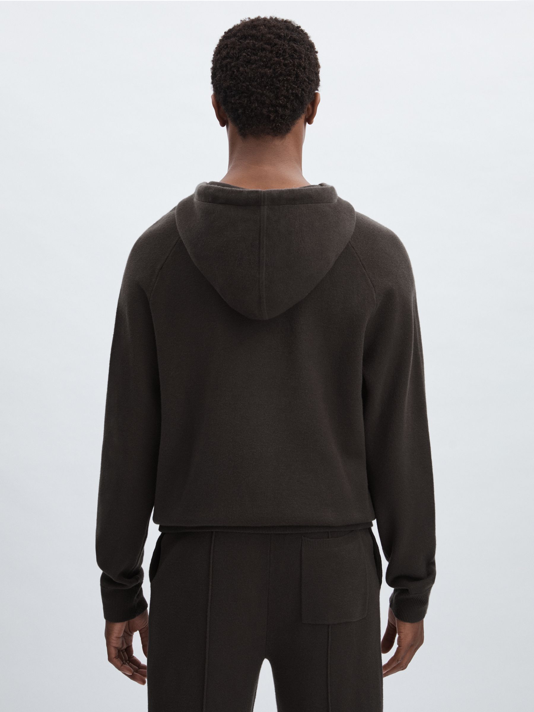 Paige Drawstring Knitted Hoodie in Dark Grey