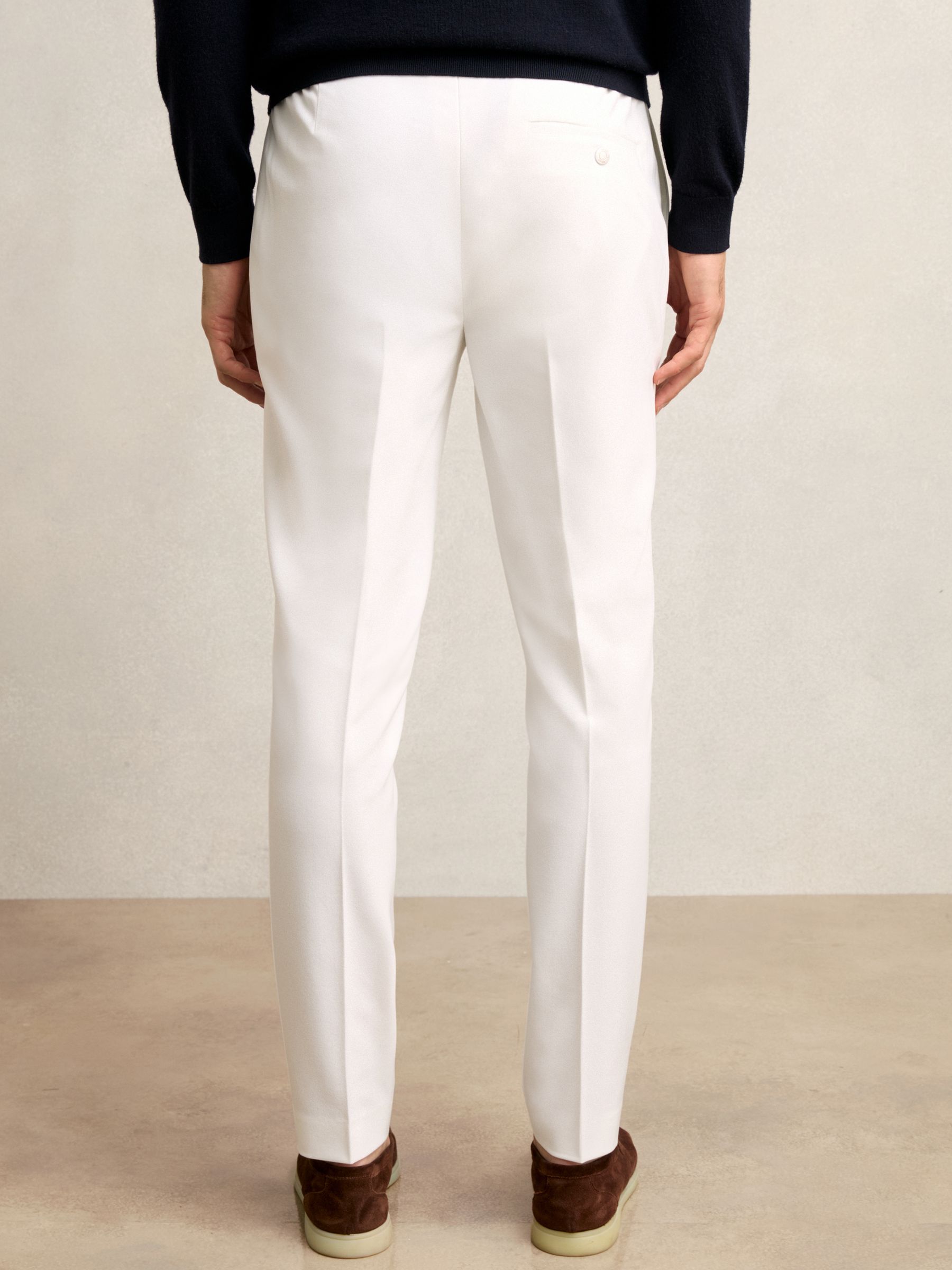 Stretch Slim Fit Drawstring Trousers in White