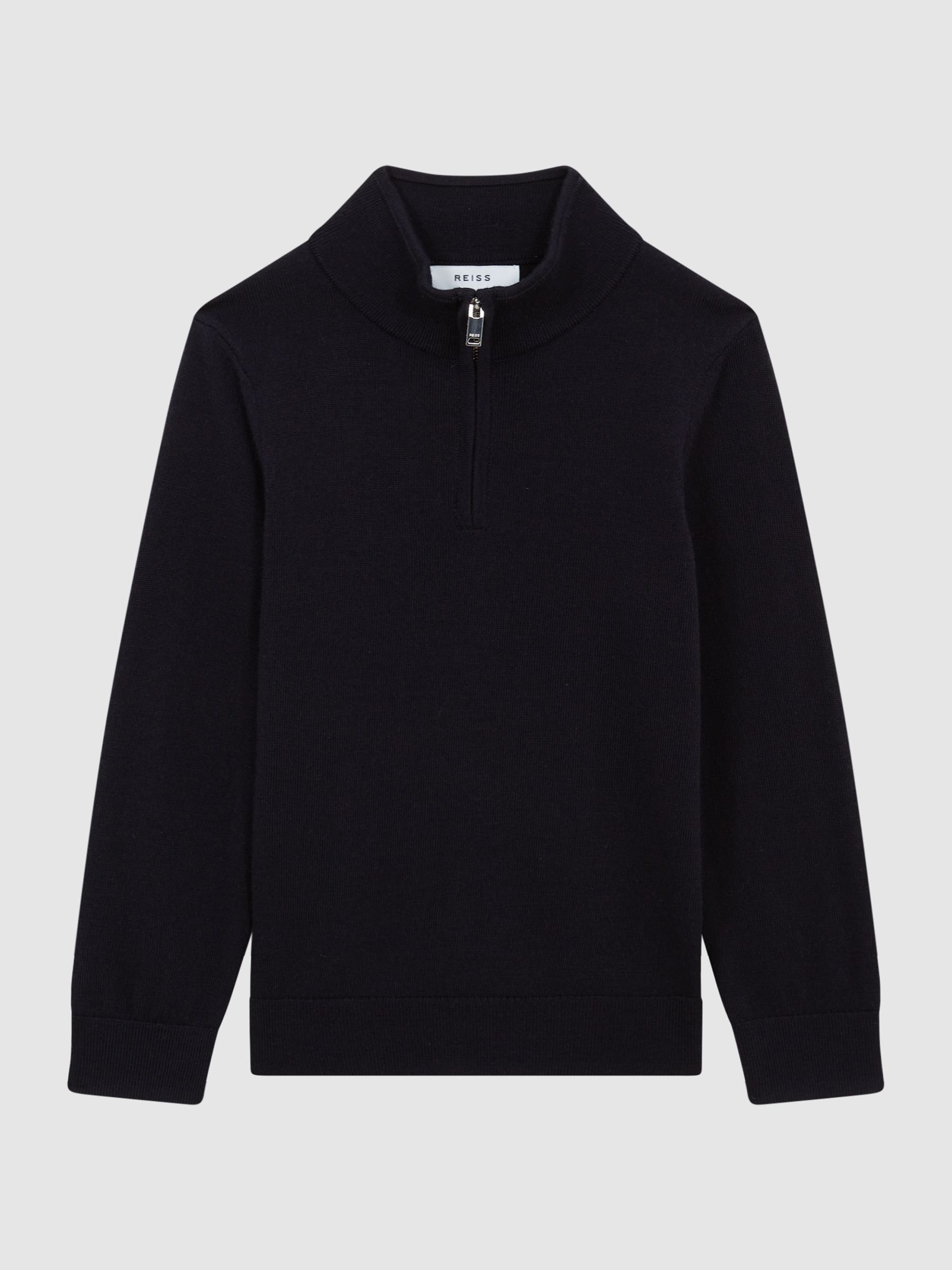 3-9 yrs Merino Wool Zip-Neck Jumper in Navy