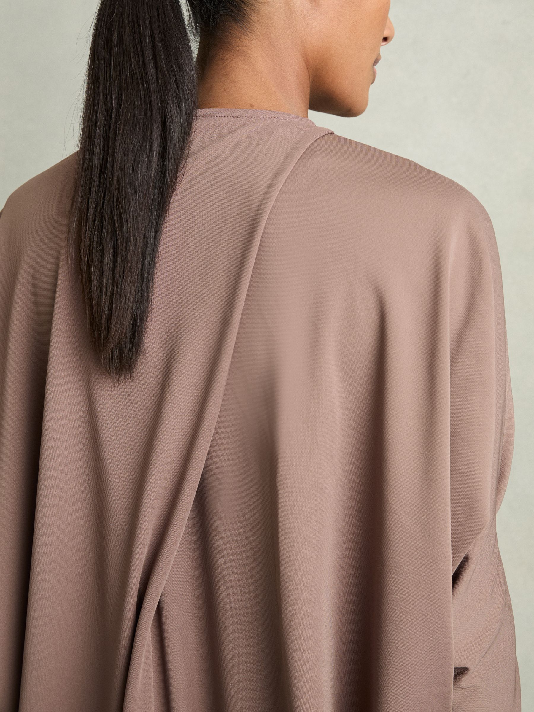 Draped Jersey Midi Dress in Mink