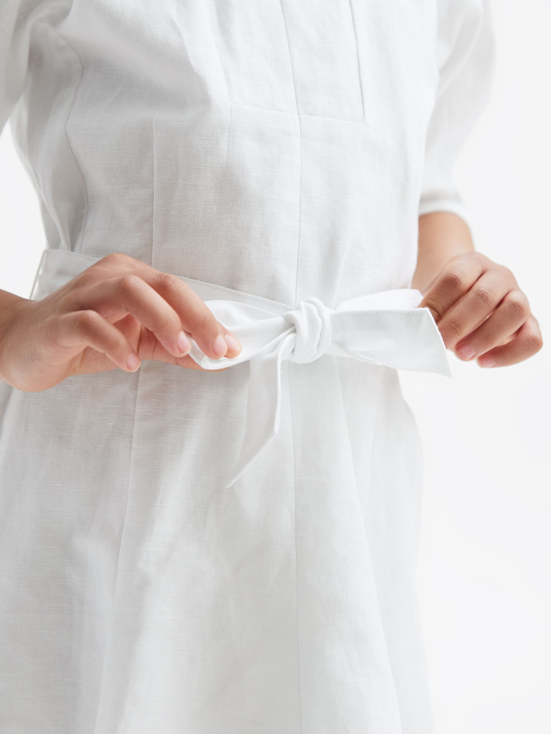 9-12 yrs Heart Print Linen Mini Dress in Ivory