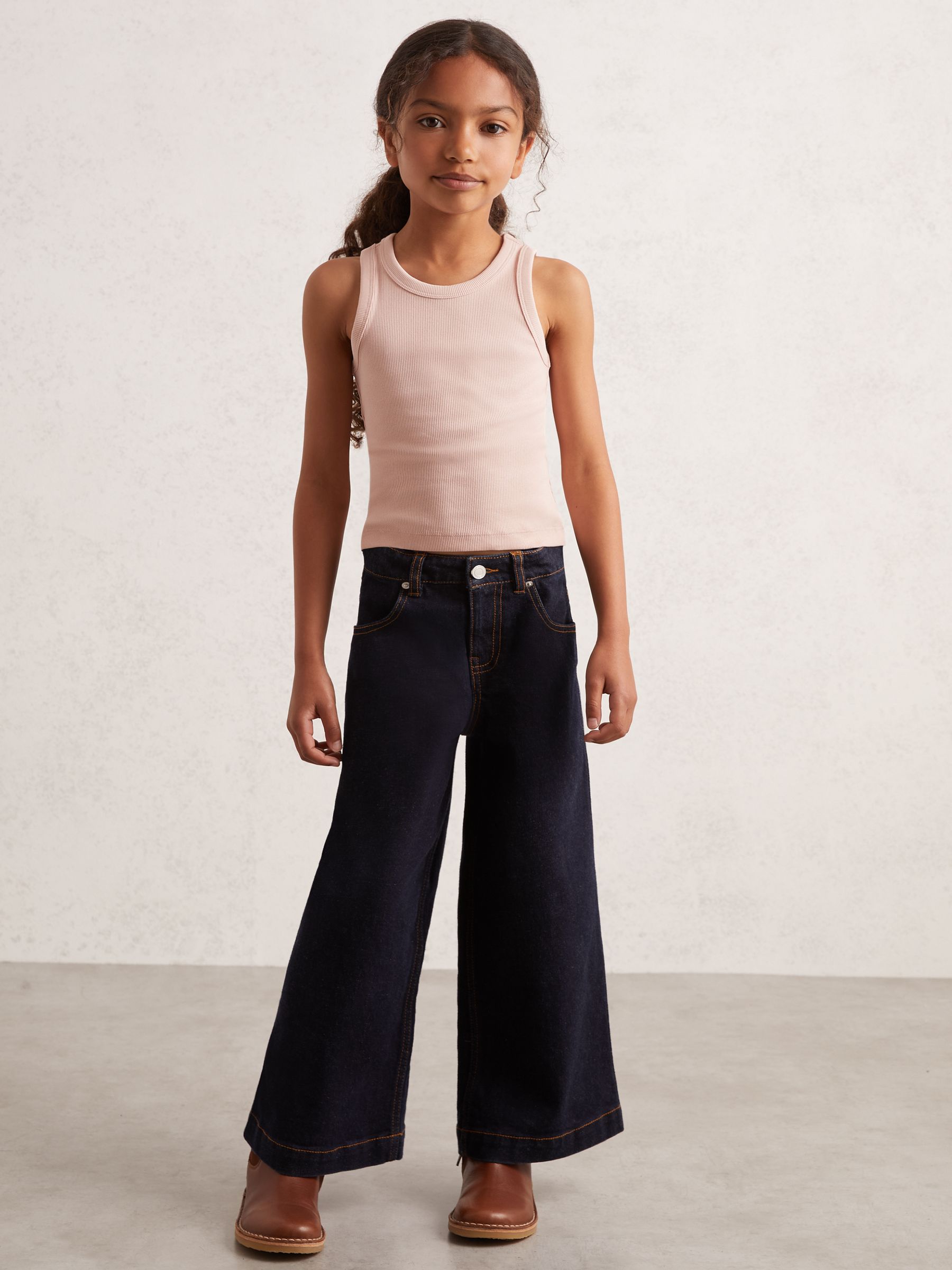 13-14 yrs Stretch-Cotton Ribbed Vest in Pink