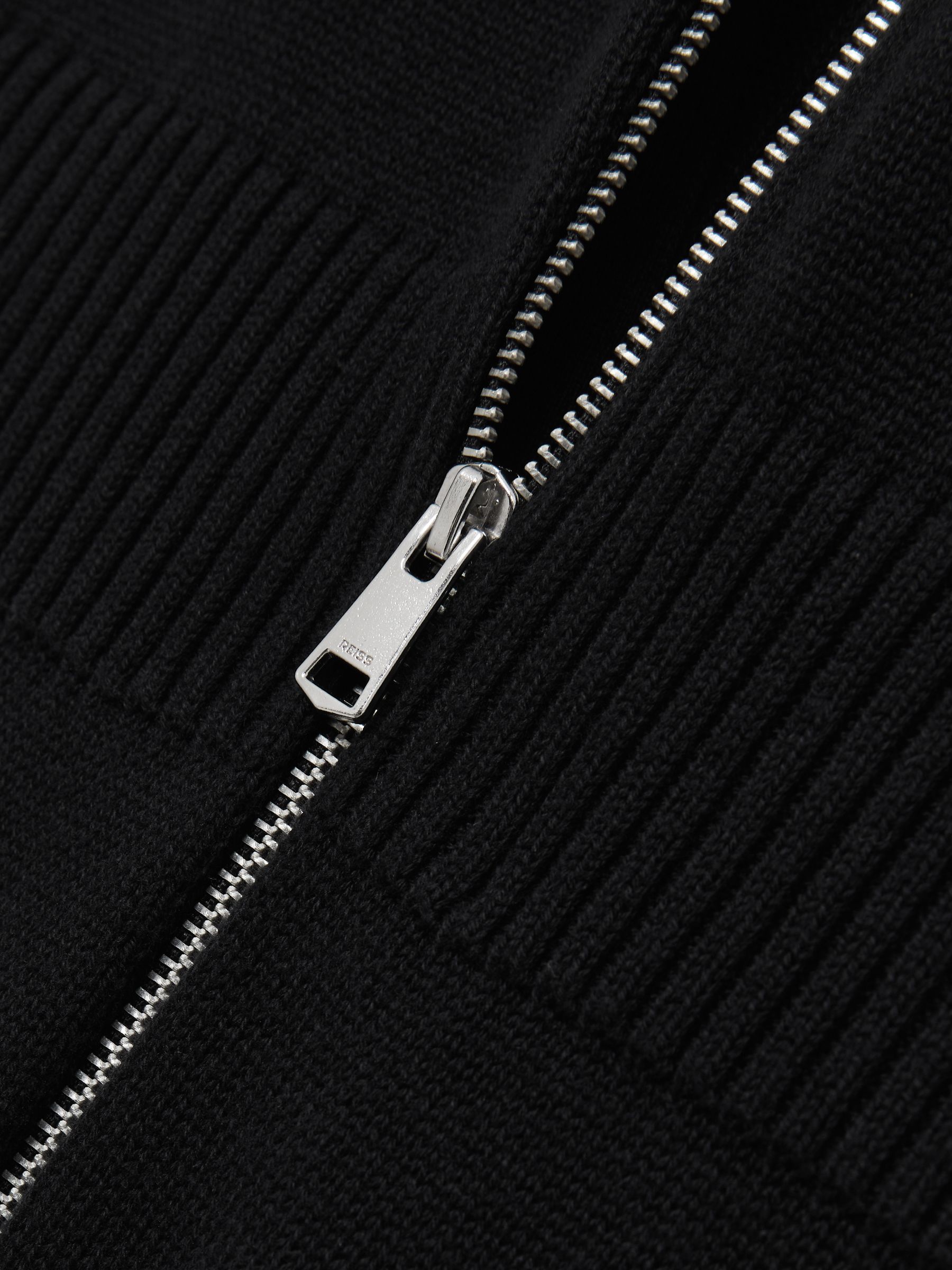 Cotton Knit Zip-Front Jumpsuit in Black