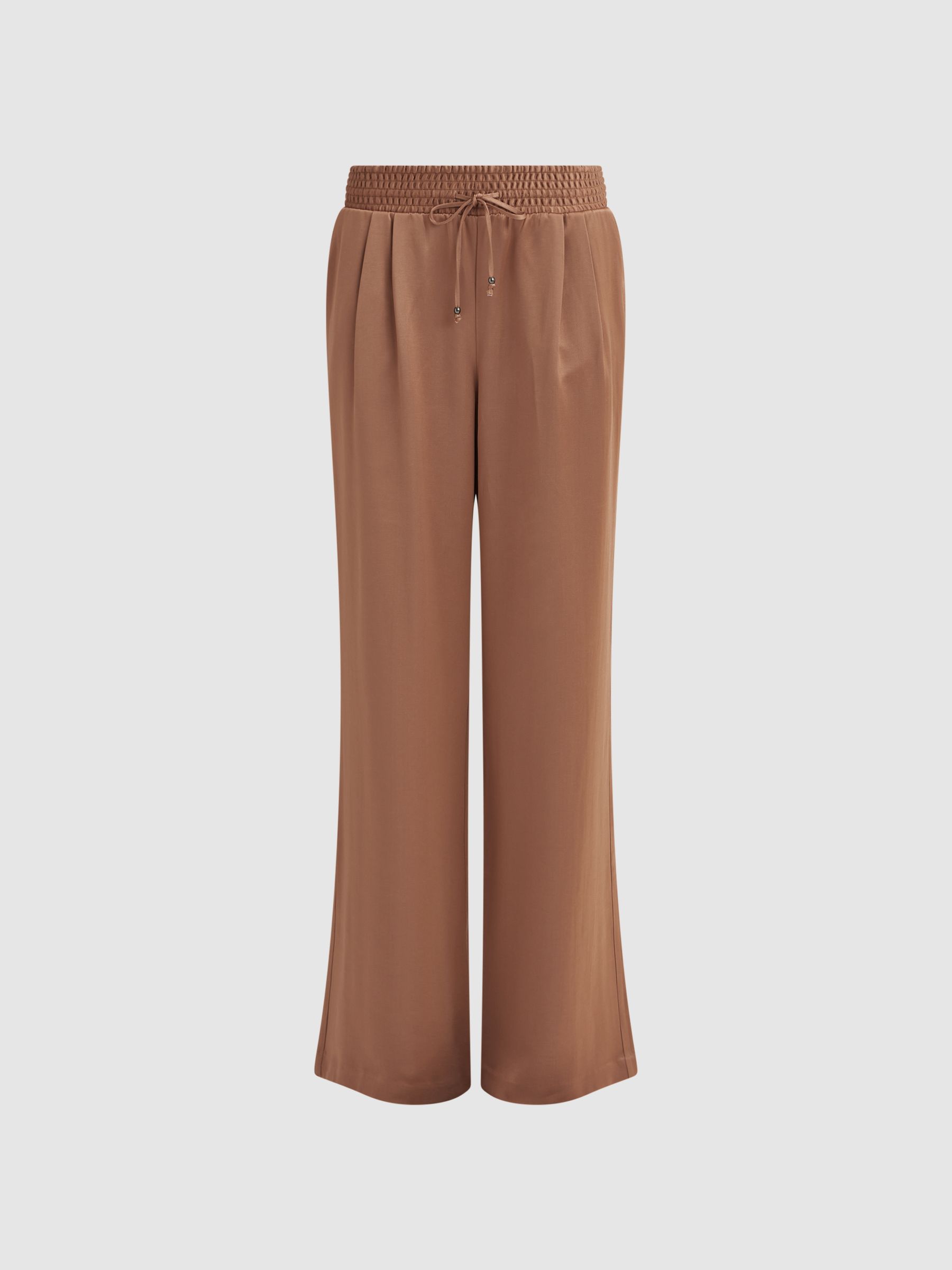 Paige Elasticated Wide Leg Suit Trousers in Camel