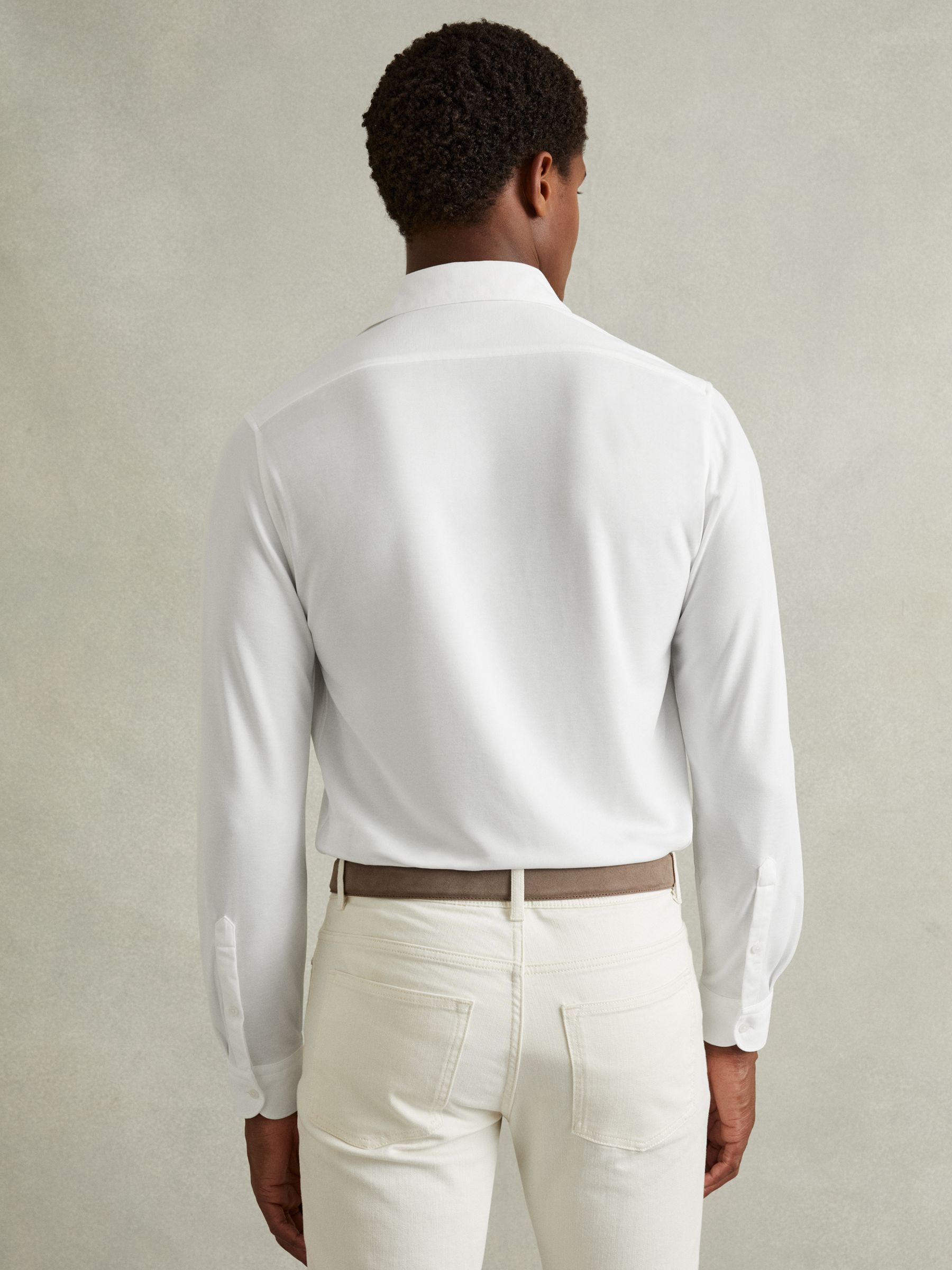 Modal Blend Cutaway Collar Shirt in White