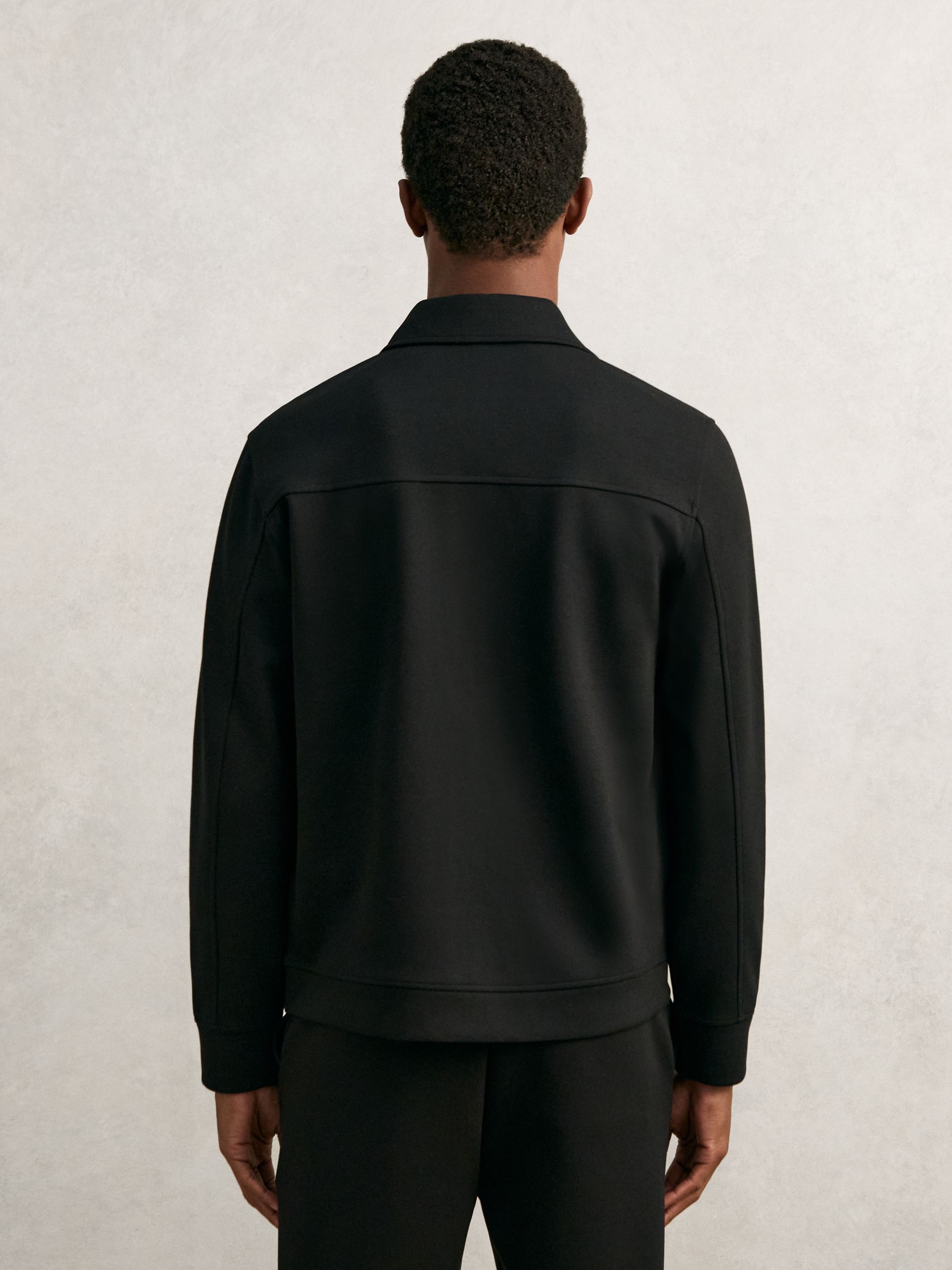 Interlock Zip Through Overshirt in Black