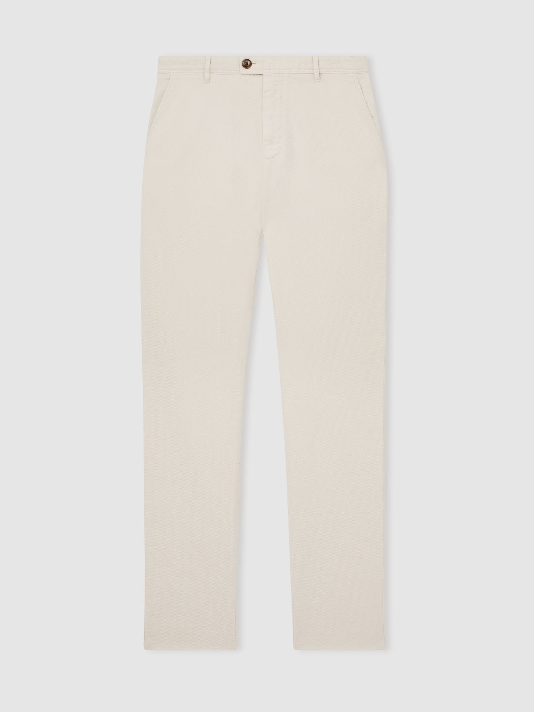 Cotton-Piqué Slim-Fit Chinos in Off White