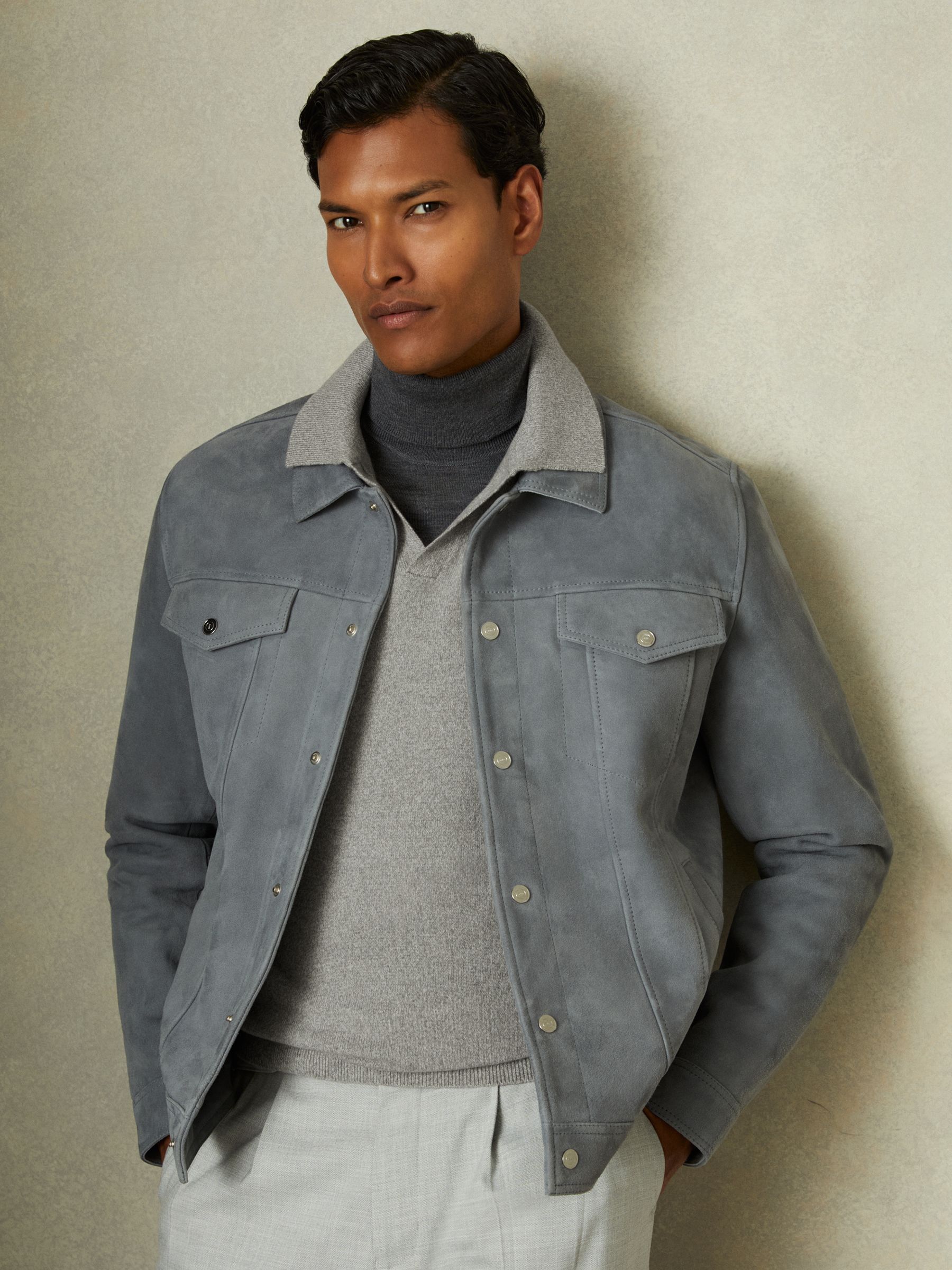 Wool-Cashmere Open-Collar Polo Shirt in Soft Grey Melange