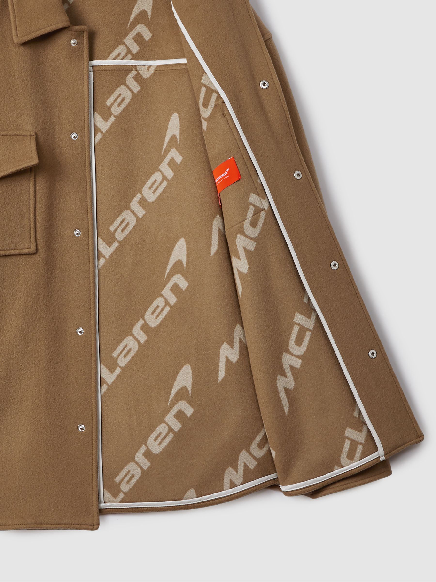 McLaren F1 Wool Blend Twin Pocket Overshirt in Camel
