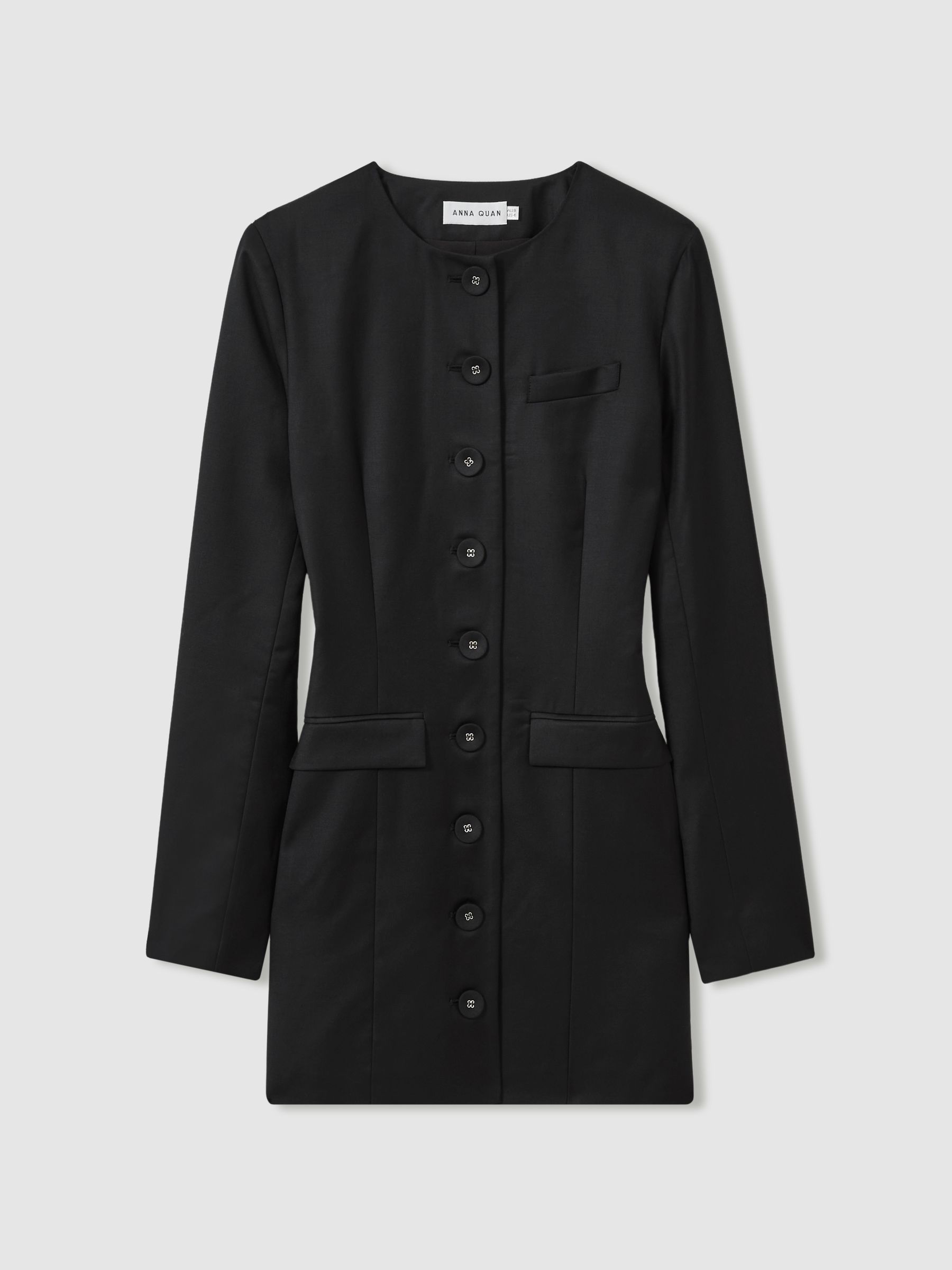 Anna Quan Tailored Button Through Mini Dress in Black