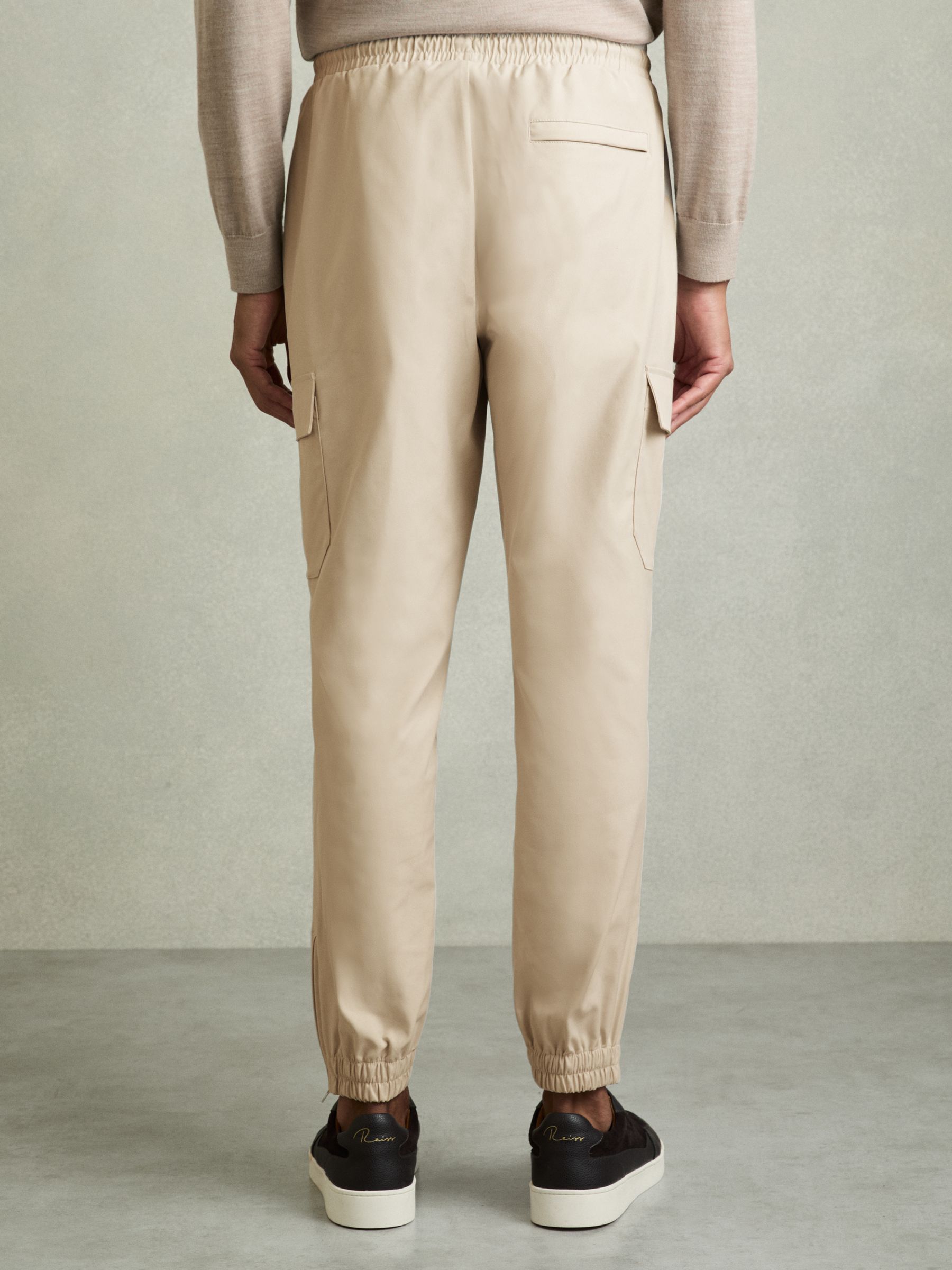 Technical Cargo Drawstring Trousers in Stone
