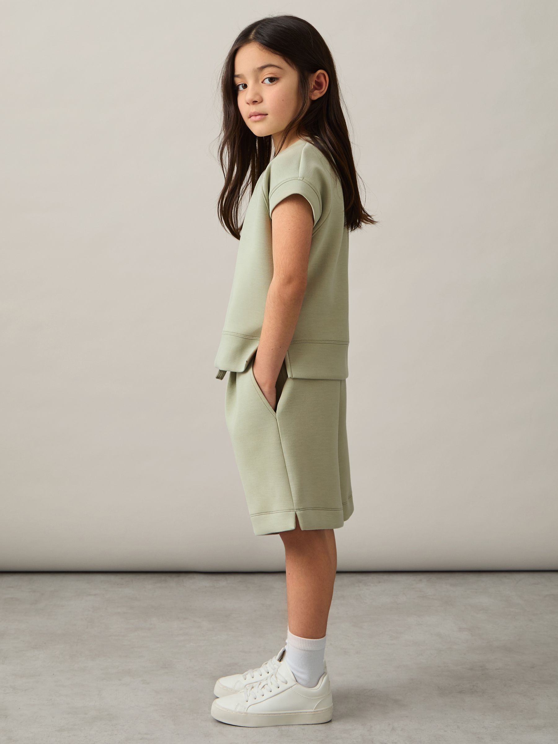 9-13 yrs Modal-Blend Sweatshirt And Shorts Set in Sage