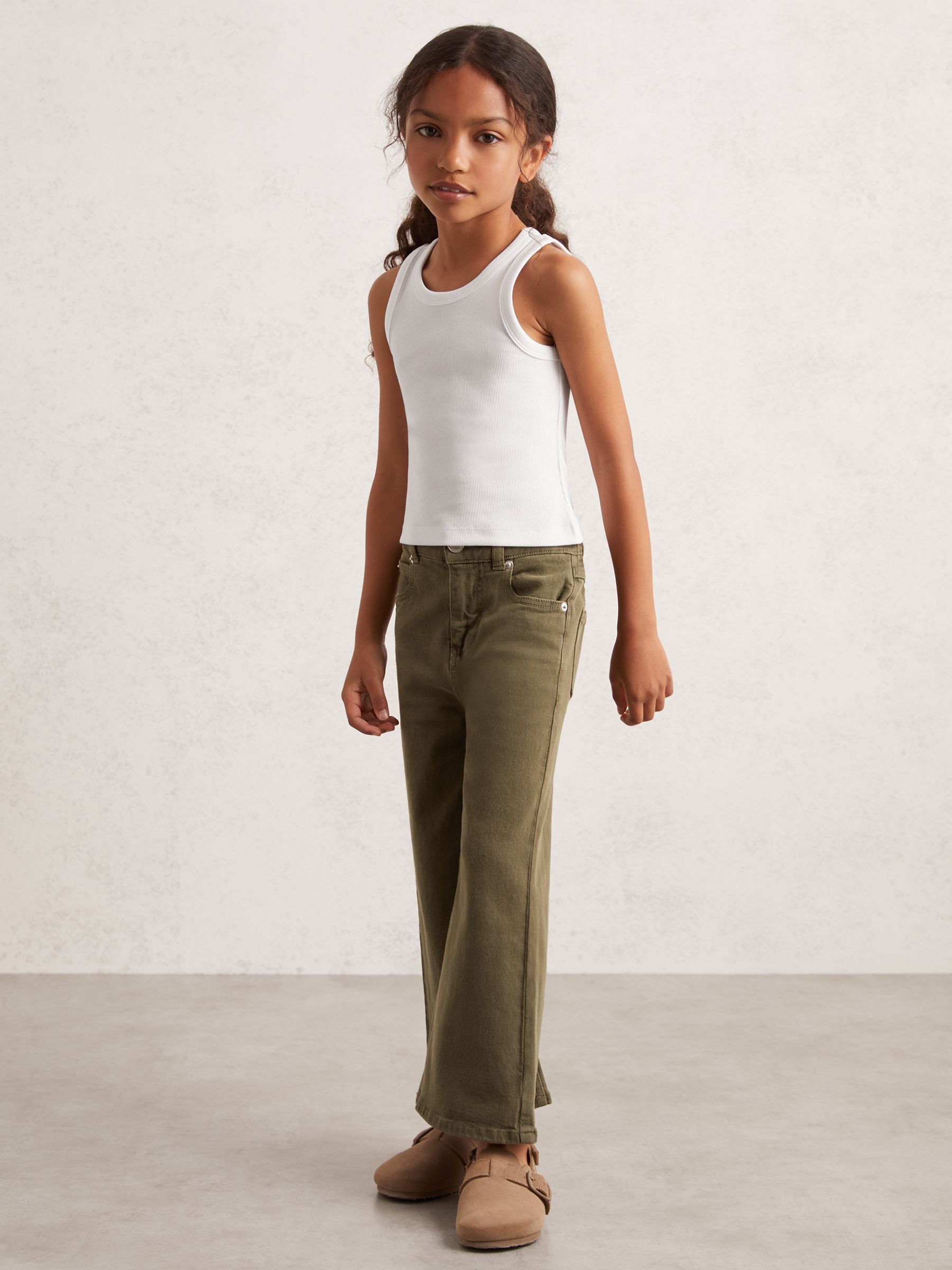 13-14 yrs Stretch-Cotton Ribbed Vest in Ivory