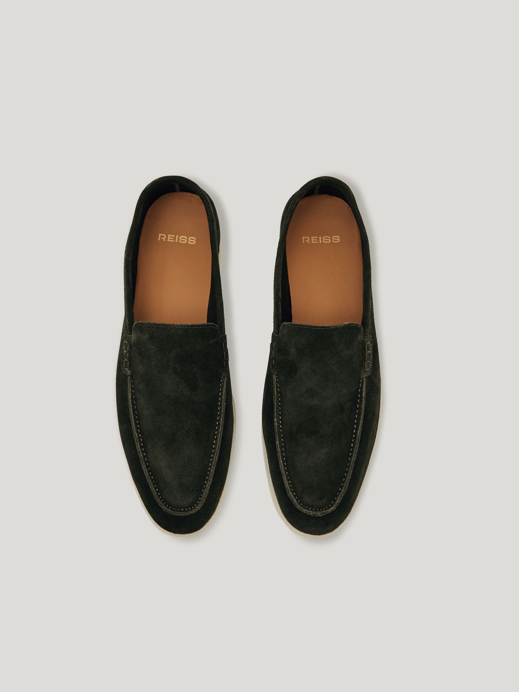 Suede Slip-On Loafers in Forest Green