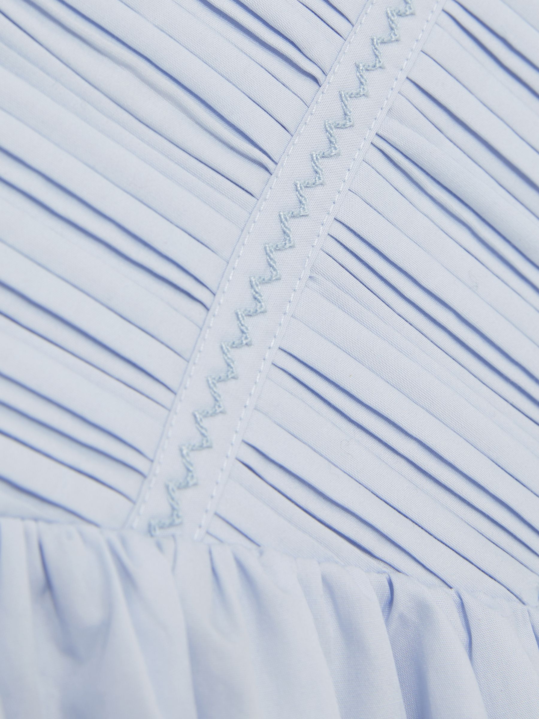 13-14 yrs Cotton Tucked-Pleat Dress in Blue