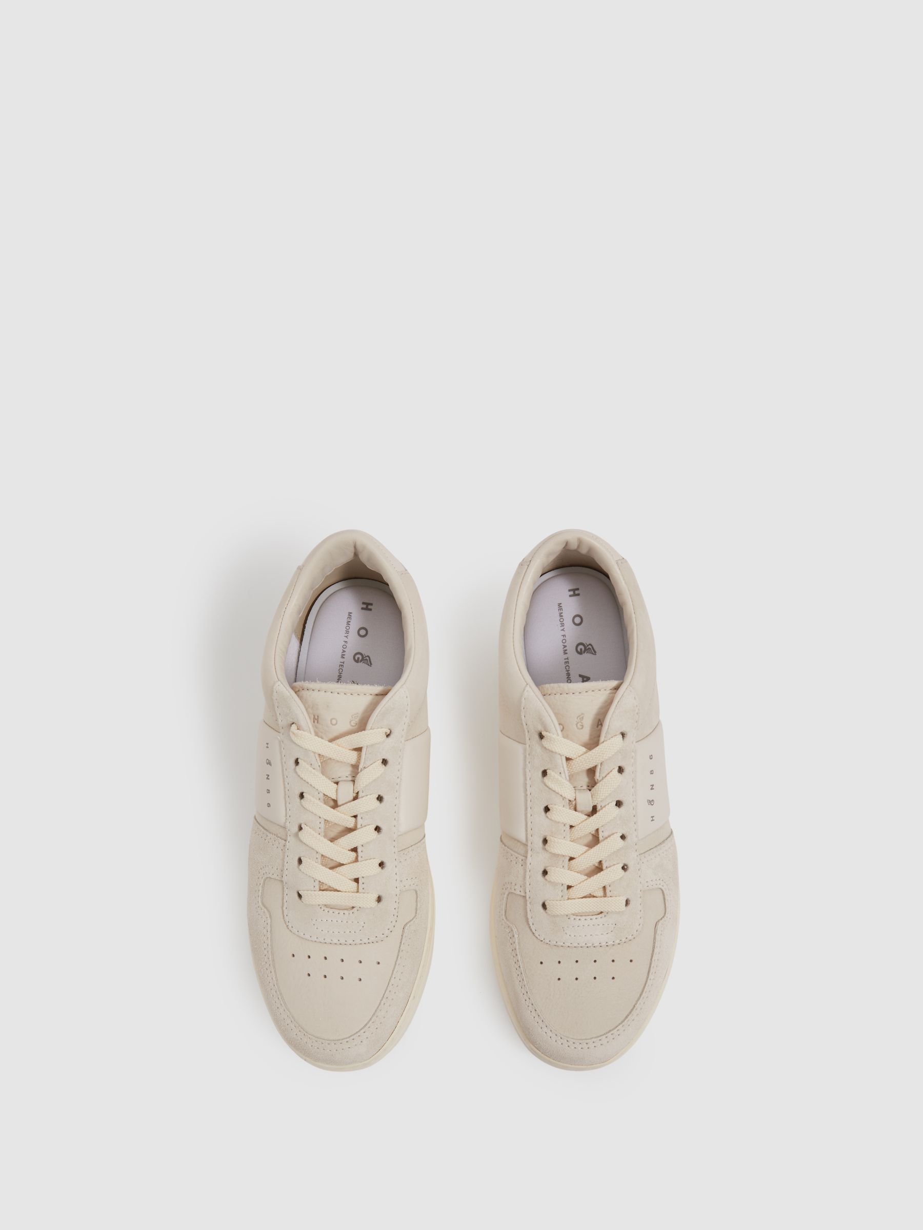 Hogan Leather And Suede Lace-Up Trainers in Cream