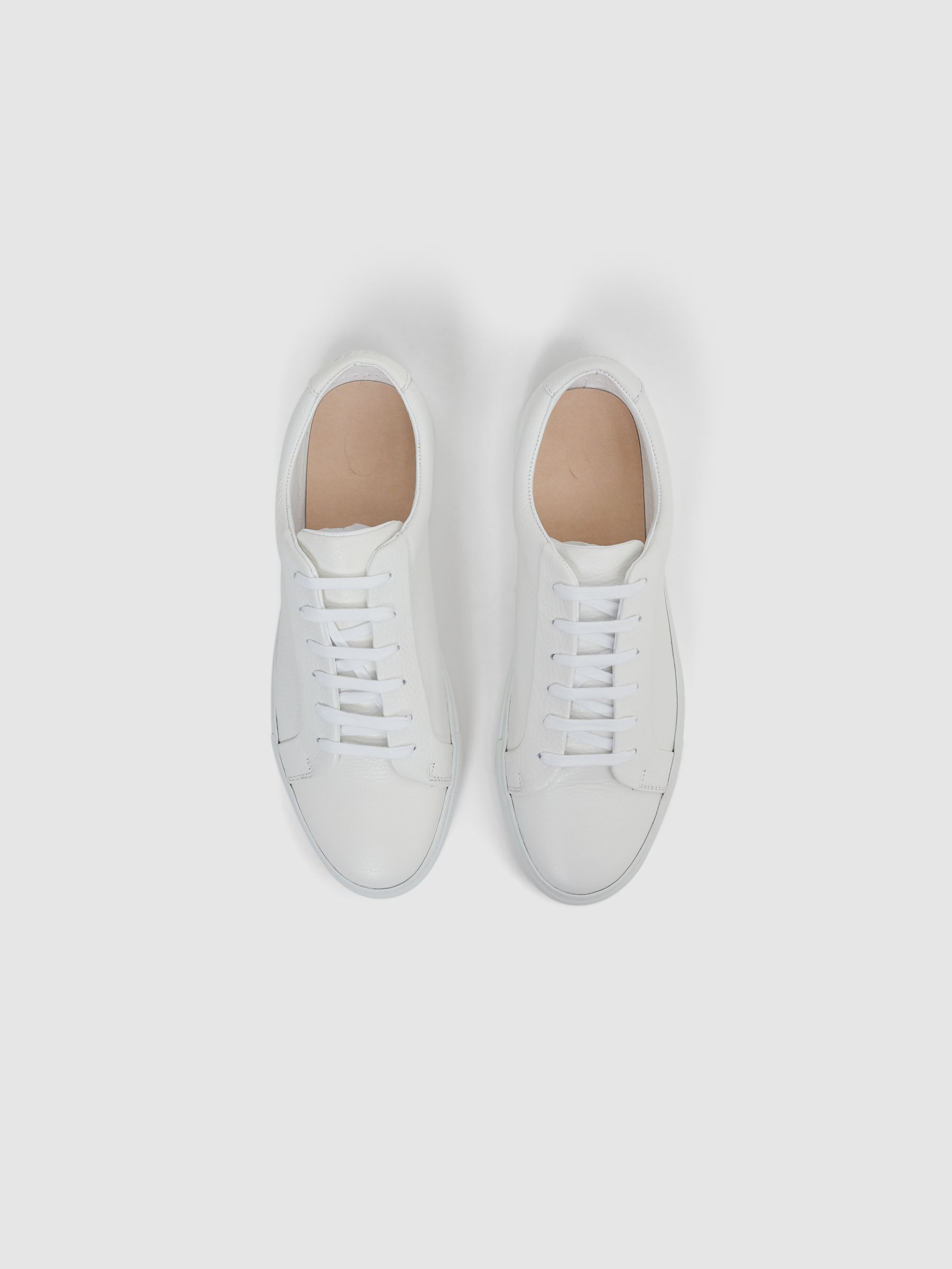 Tumbled-Leather Low-Top Trainers in White