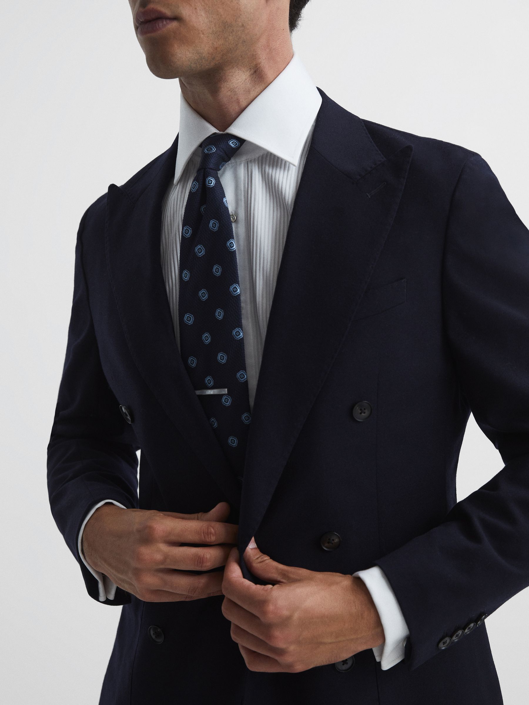 Stone Insert Tie Bar in Silver