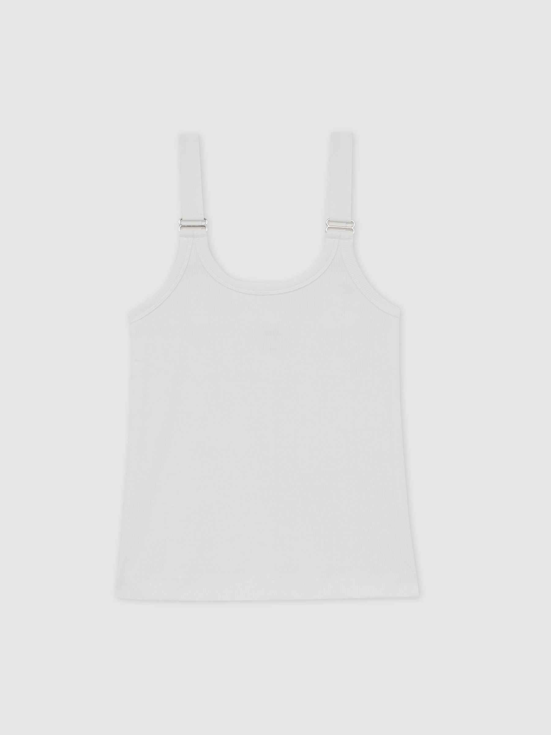 Stretch-Cotton D-Ring Strap Vest in White