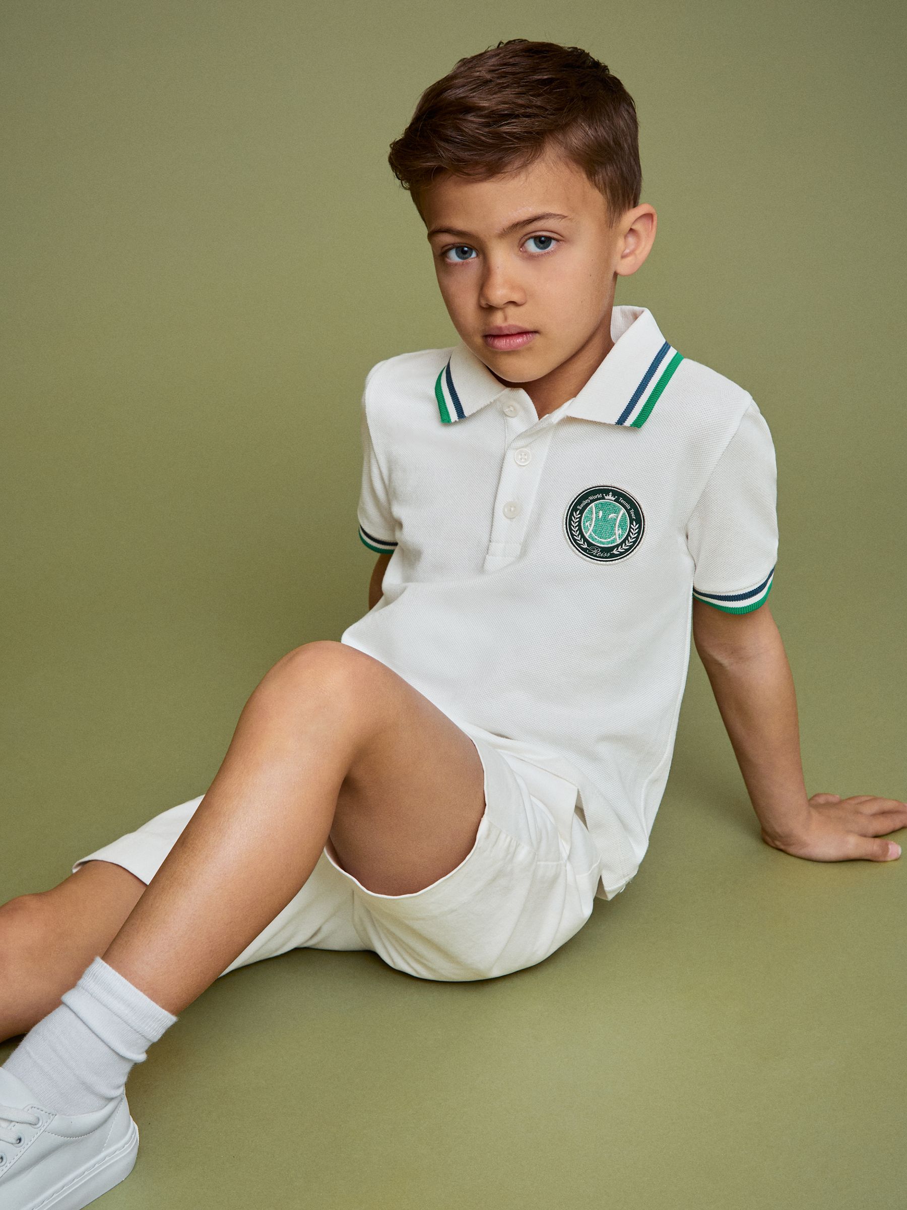 9-13 yrs SmileyWorld | Reiss Piqué Polo Shirt in White