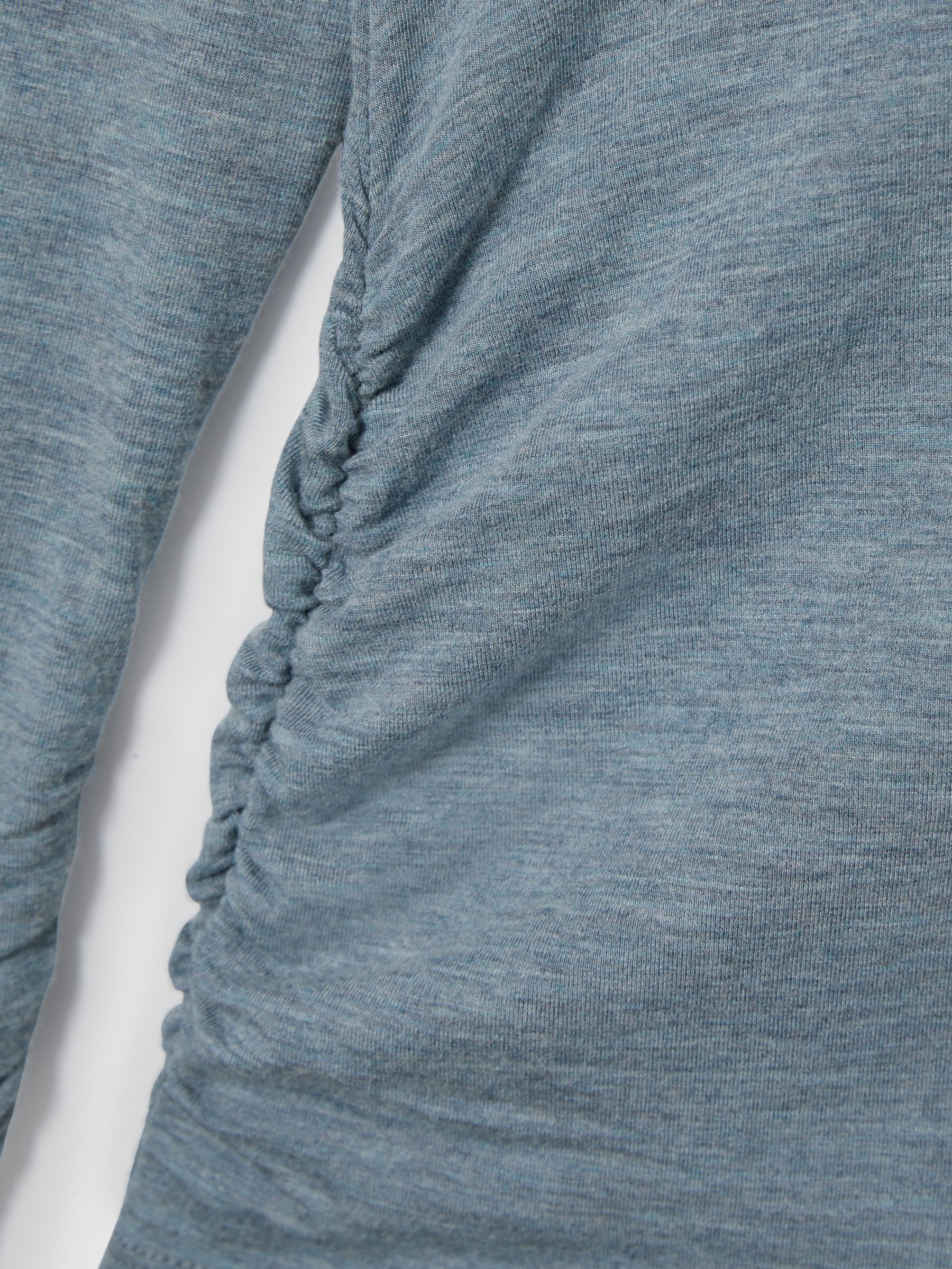 Ruched Jersey Top with Wool in Blue
