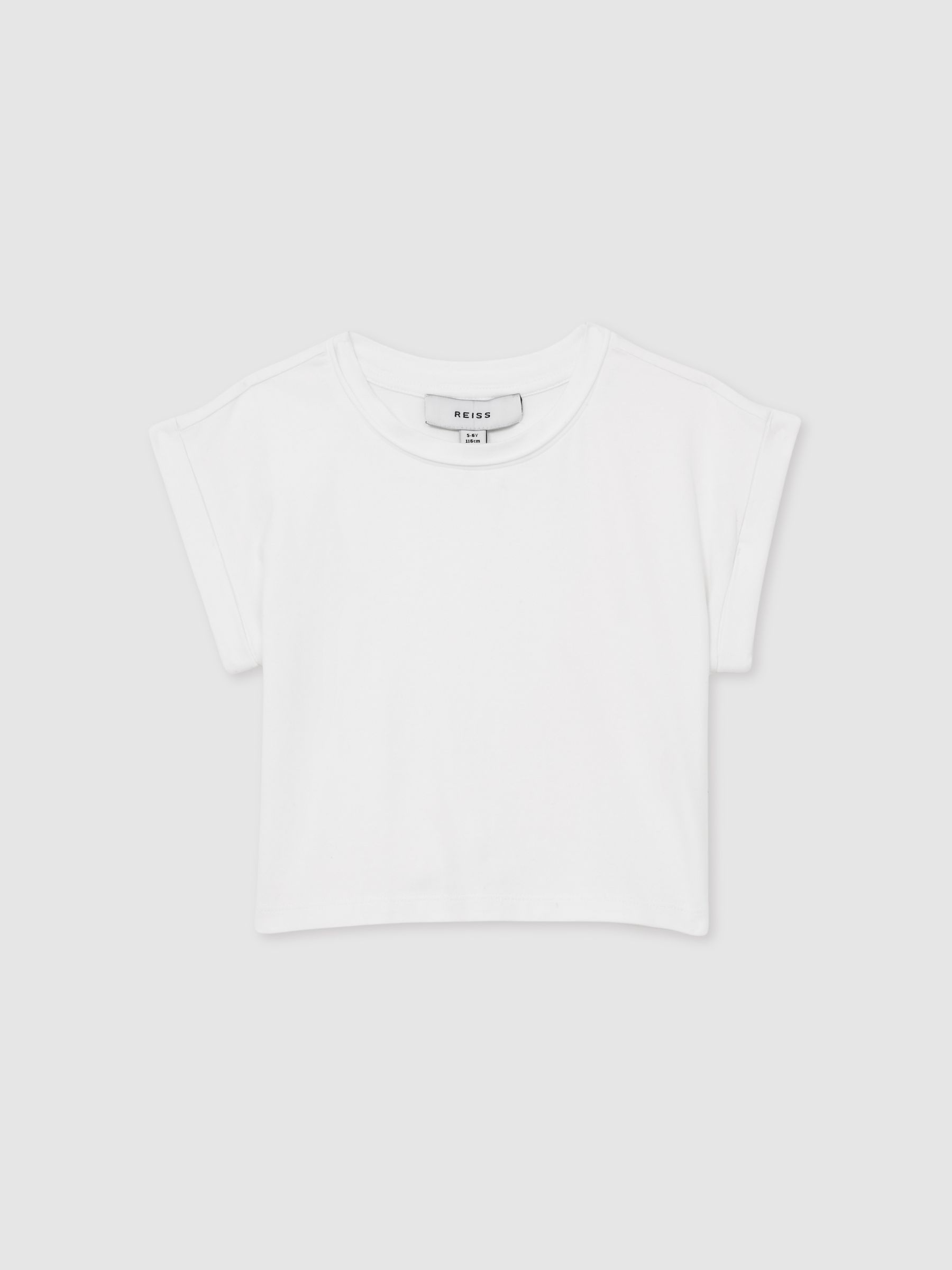 4-9 yrs Cotton-Jersey Cropped T-Shirt in White