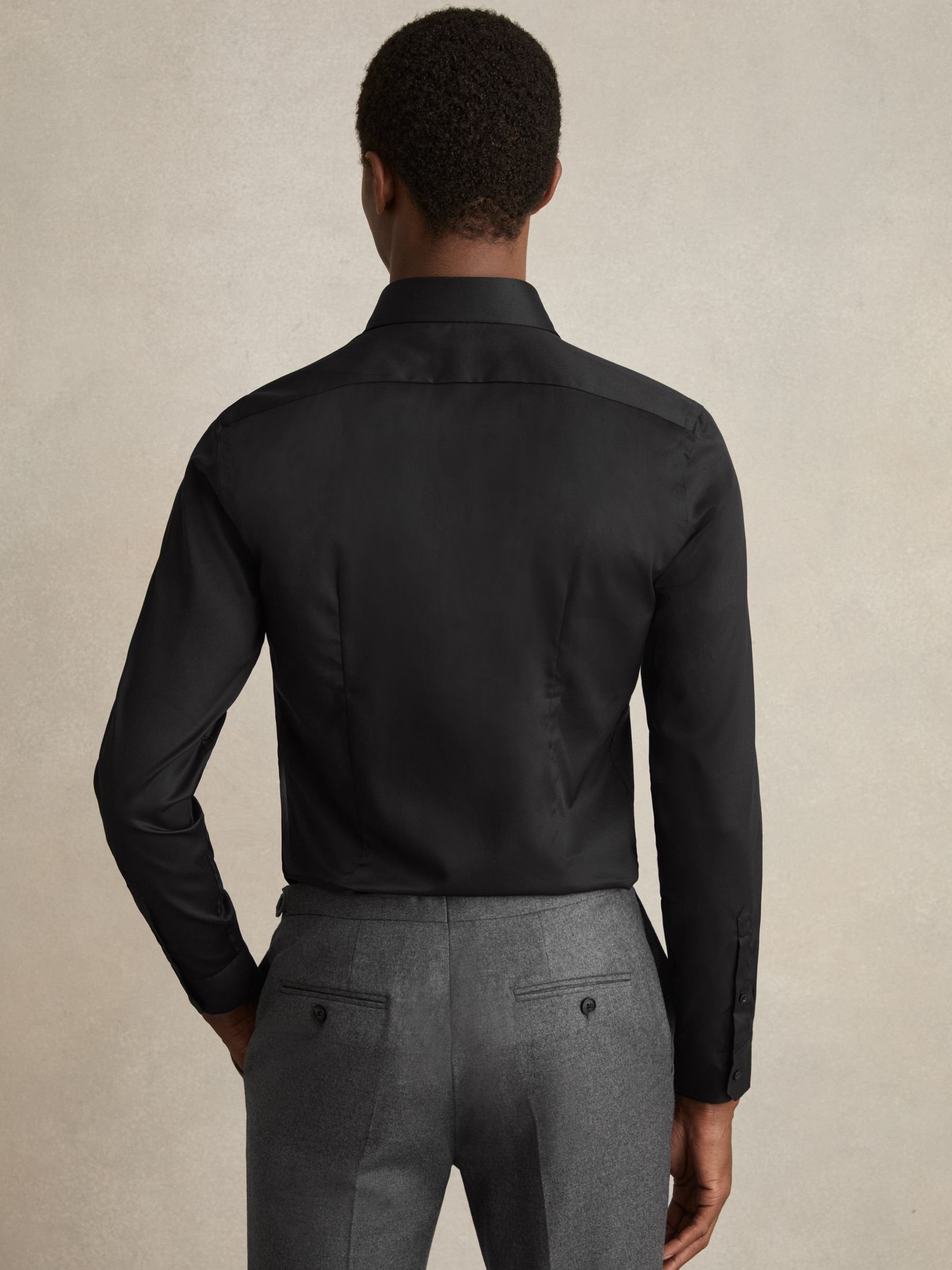 Slim Fit Cotton-Twill Two-Fold Shirt Slim-Fit in Black