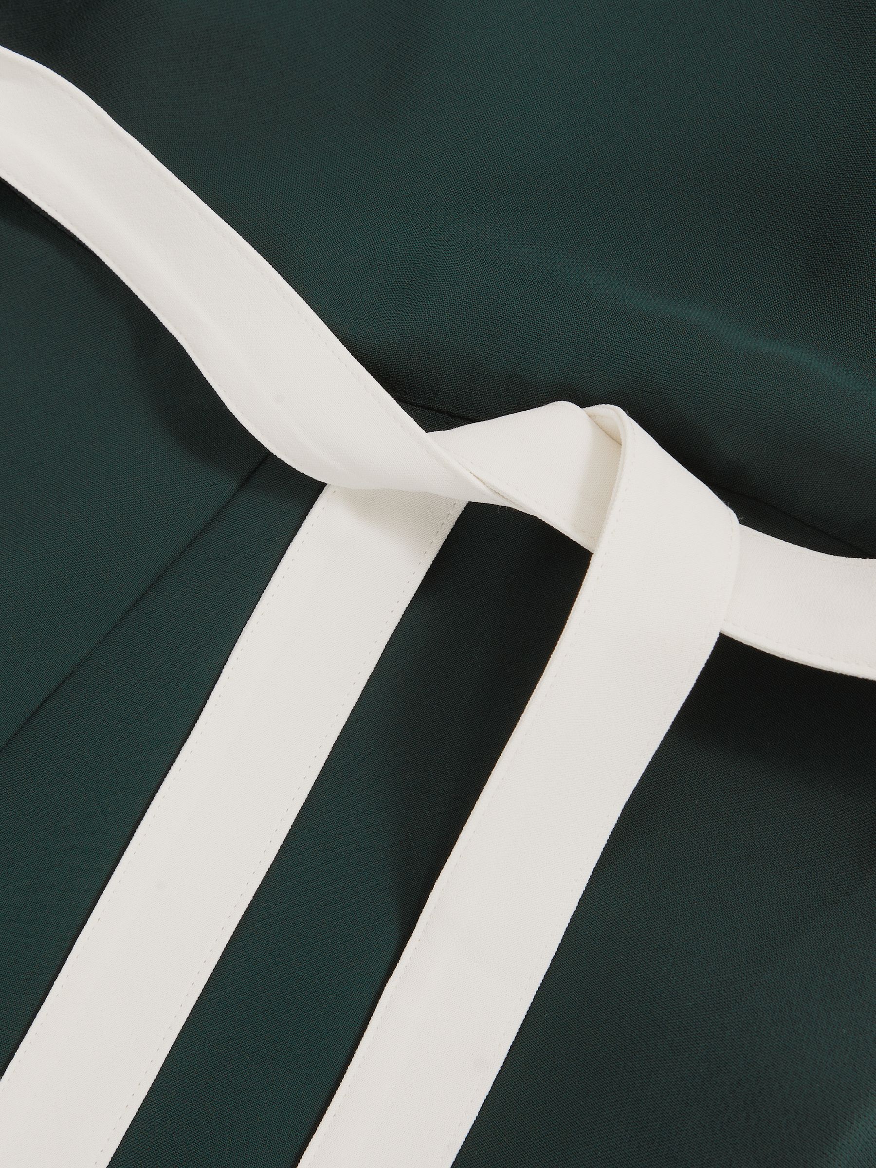 Colourblock Wide Leg Belted Jumpsuit in Dark Green/Cream