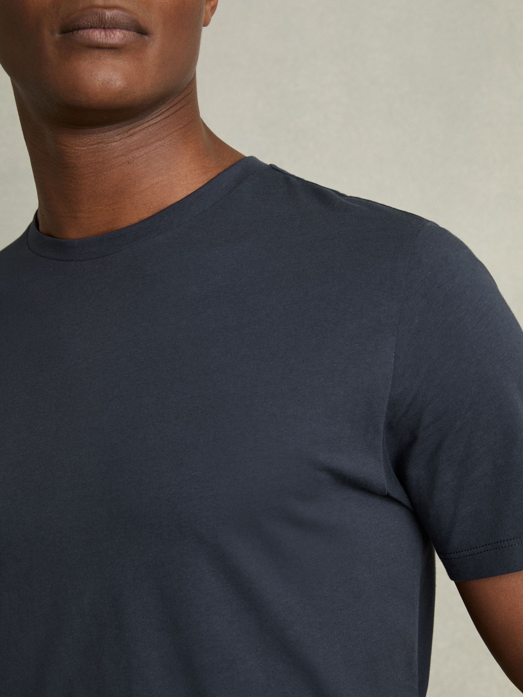 Cotton Crew Neck T-Shirt in Airforce Blue