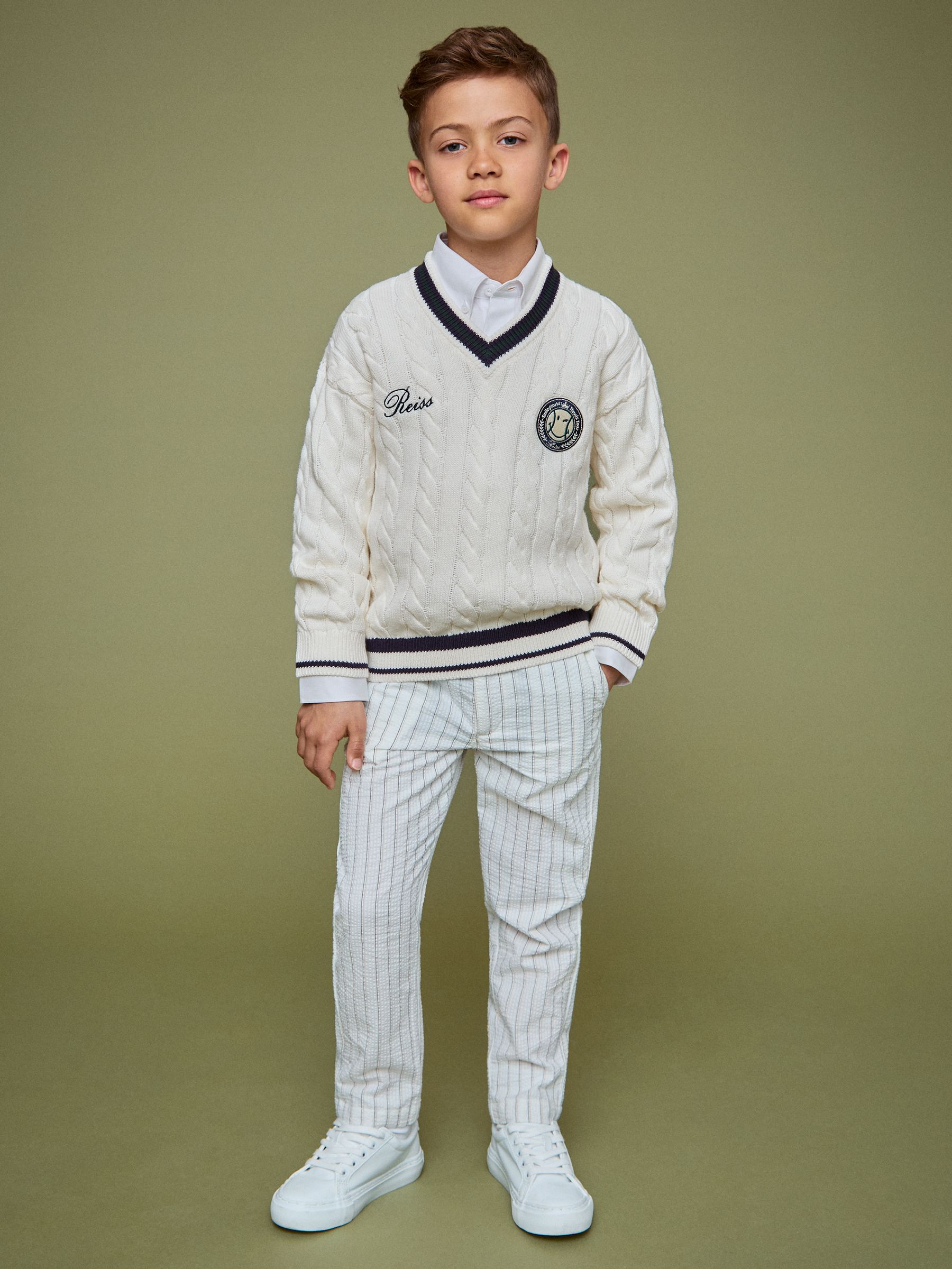 13-14 yrs SmileyWorld | Reiss Cable-Knit Jumper Unisex Fit in Off White