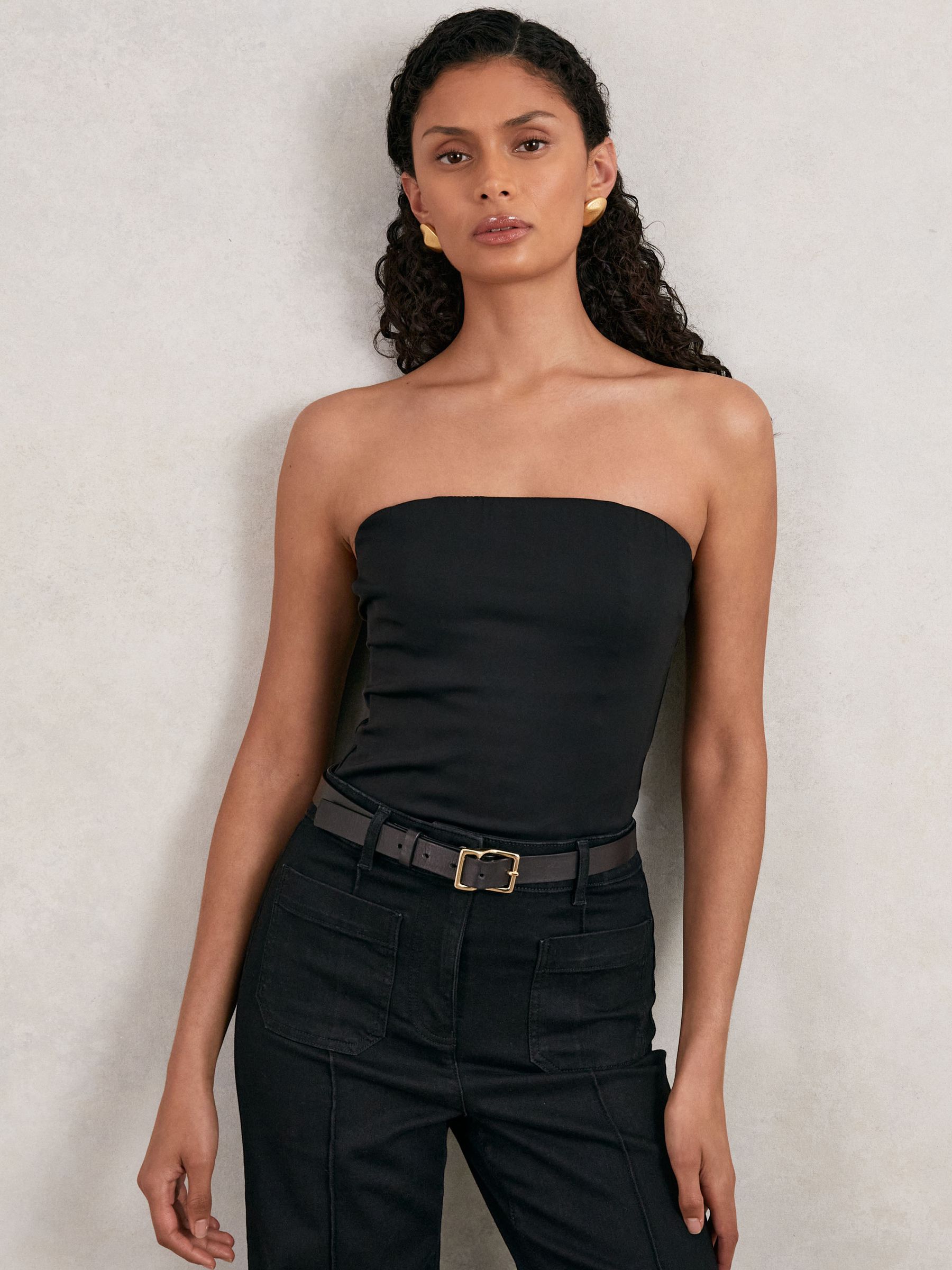 Strapless Corset Bodysuit in Black