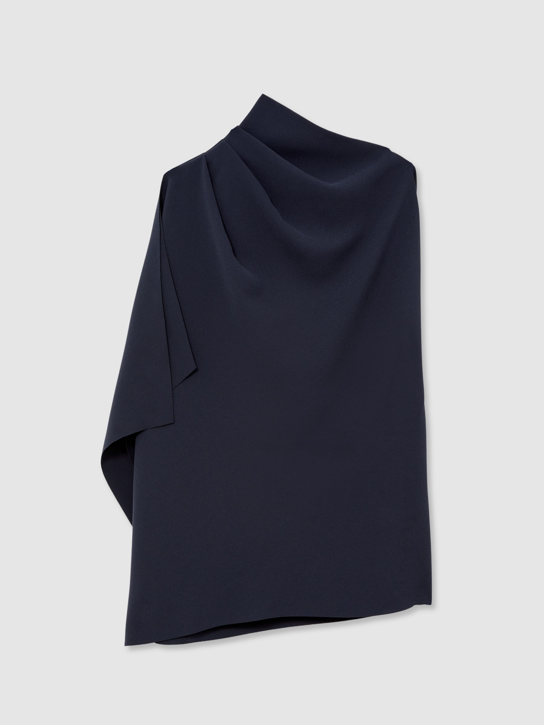 One-Shoulder Draped Top in Navy