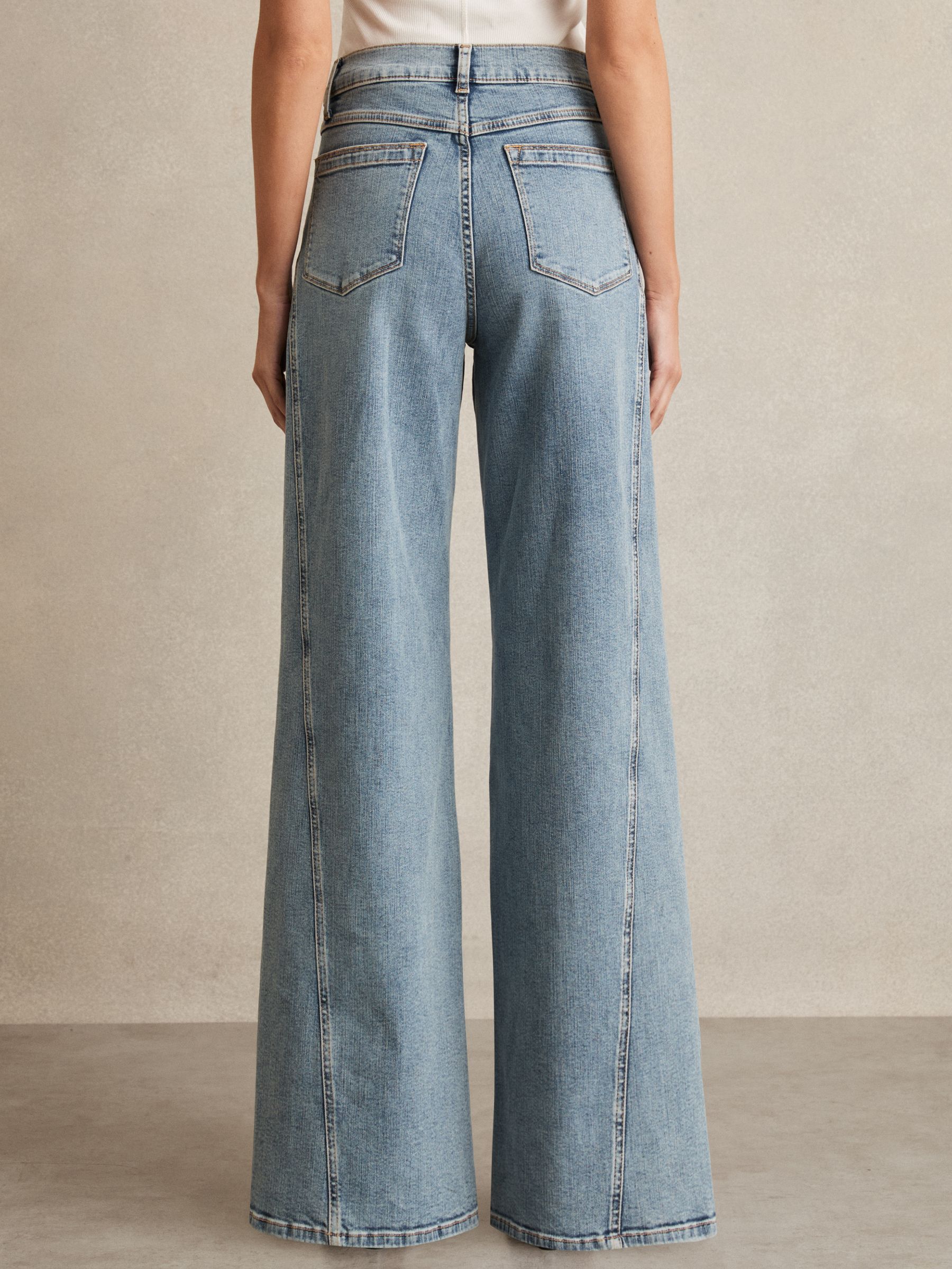 Petite Twist Seam Wide Leg Jeans in Light Blue