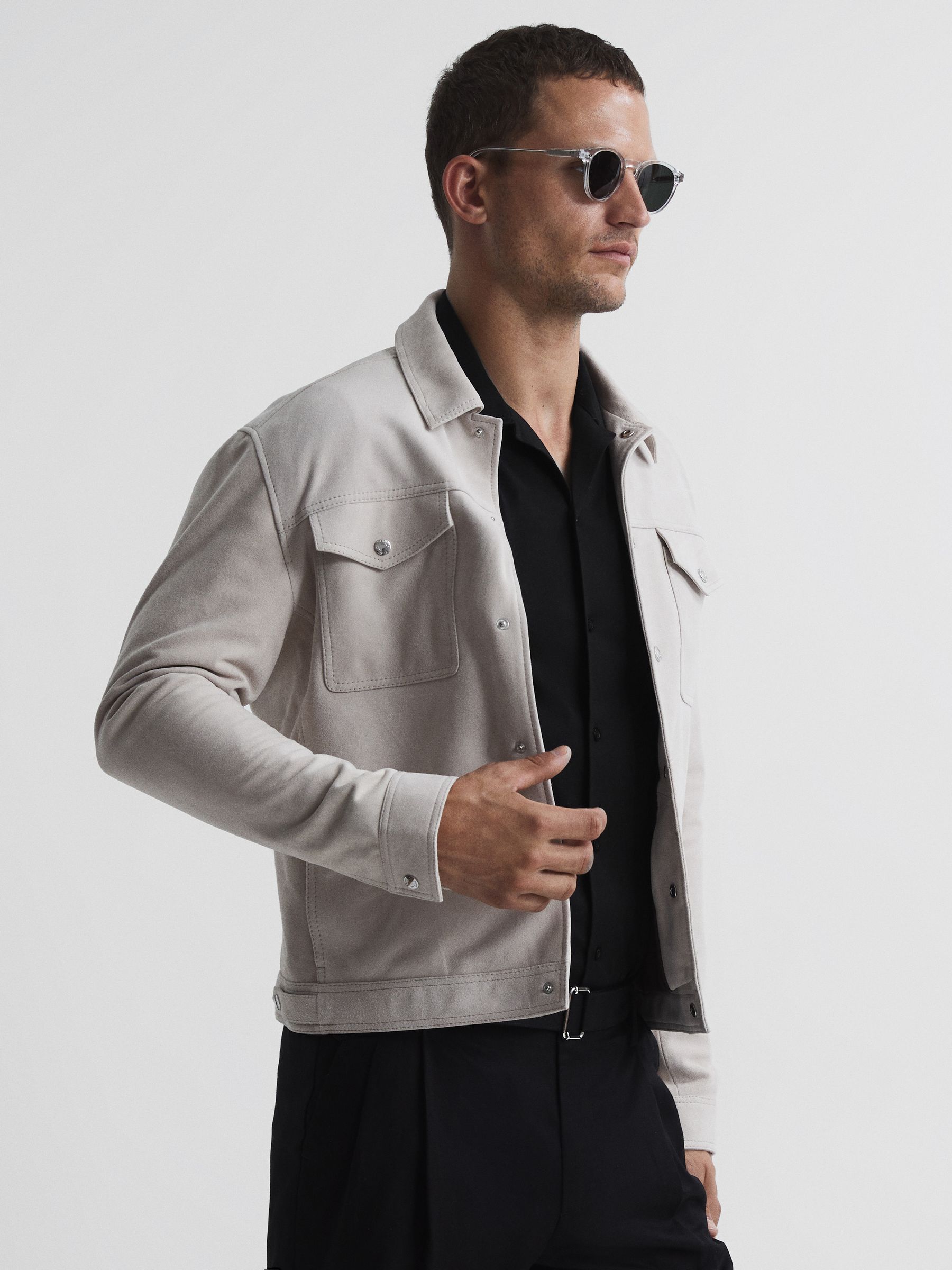 Mercerised Jersey Cuban Collar Shirt in Black