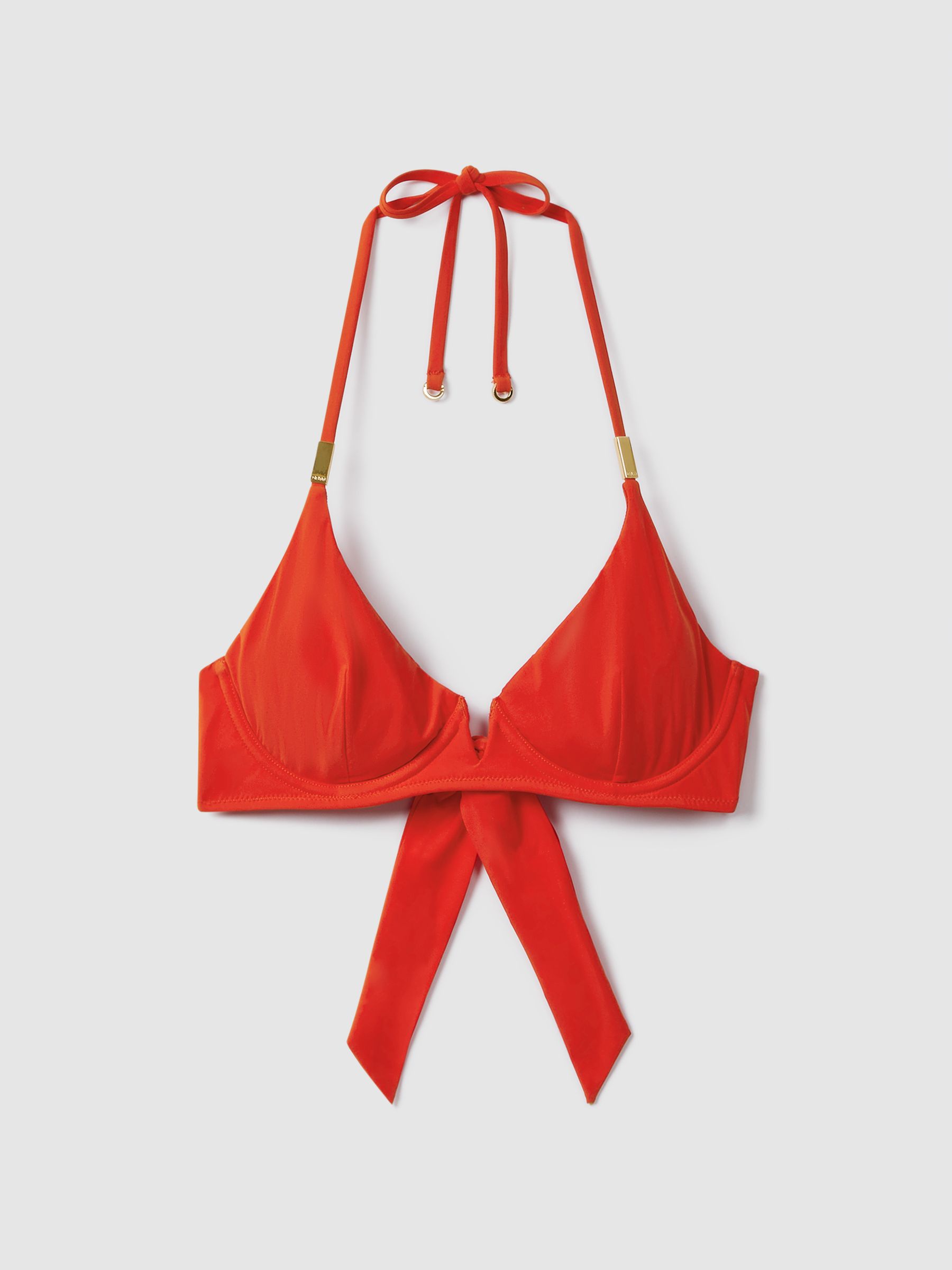 Underwired Tie Back Bikini Top in Red