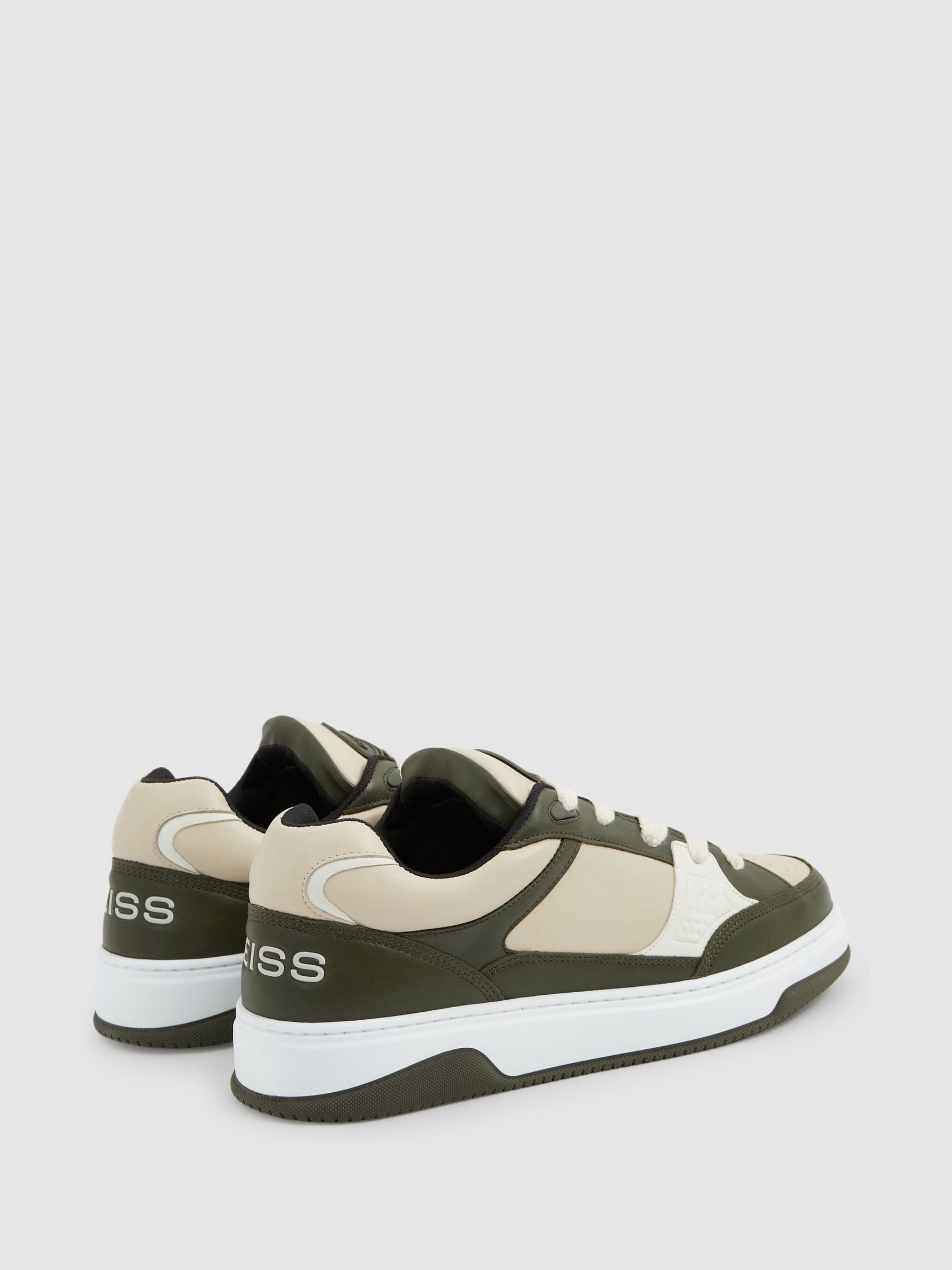 Panelled Leather Trainers in Green