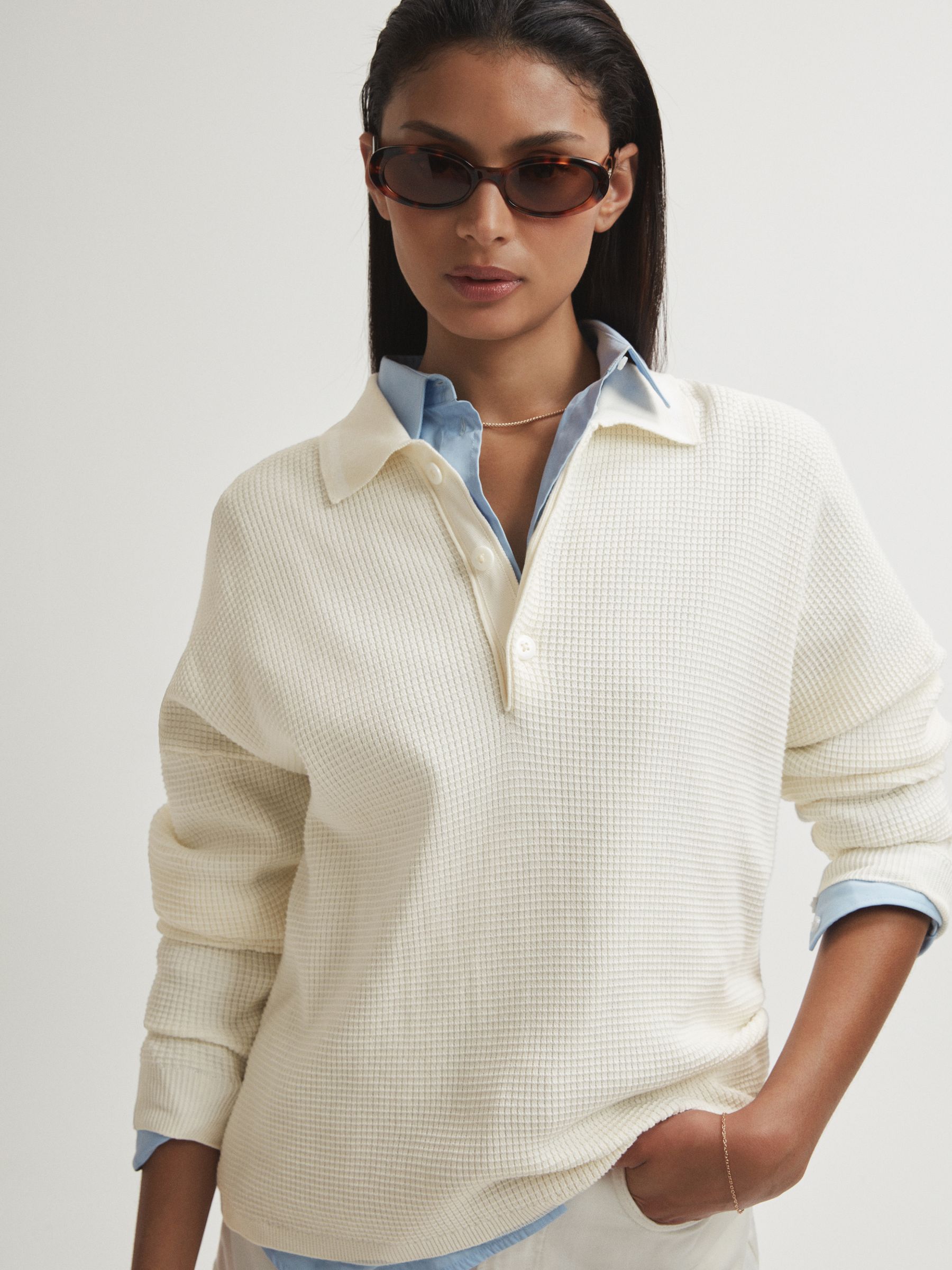 The Upside Oversized Cotton Polo Jumper in Cream